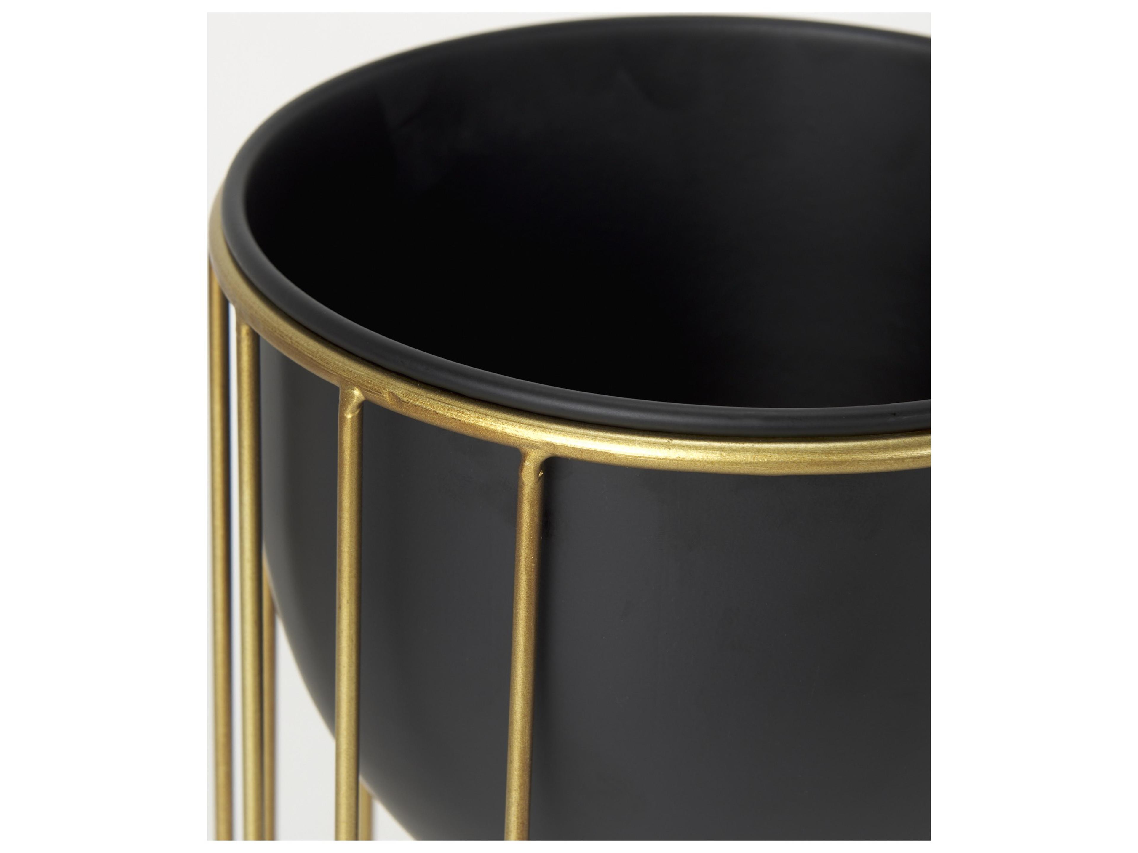 Mercana Danica Set of 2 Matte Black Metal Plant Stands