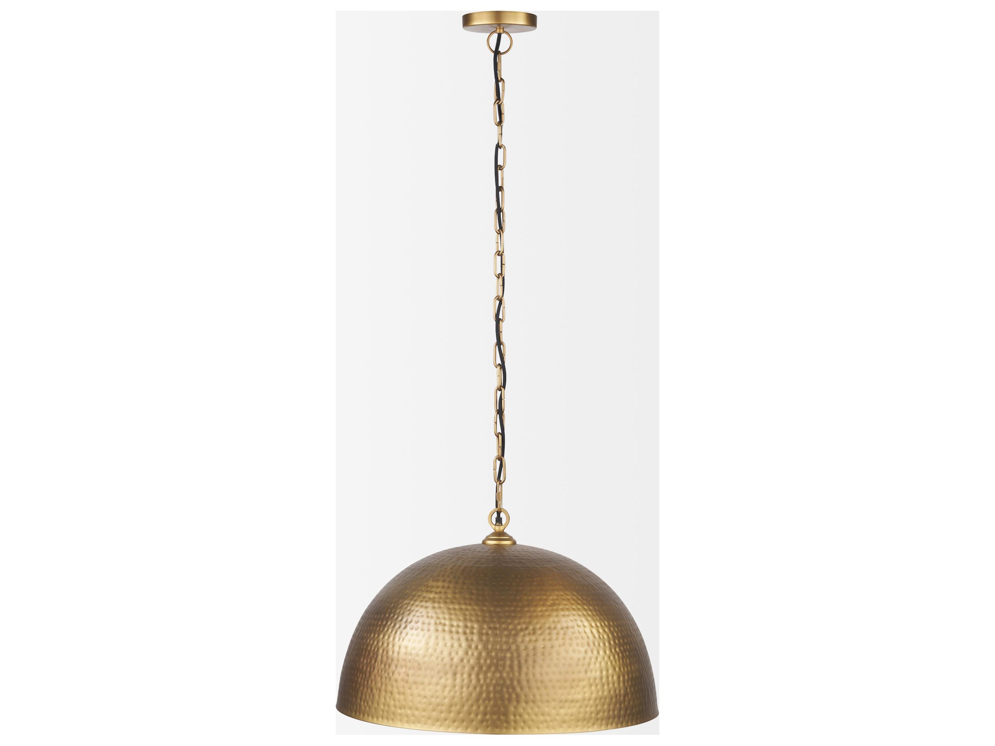 Mercana Karina 24" Round Brass-tone Hammered Metal Dome  Pendant Light
