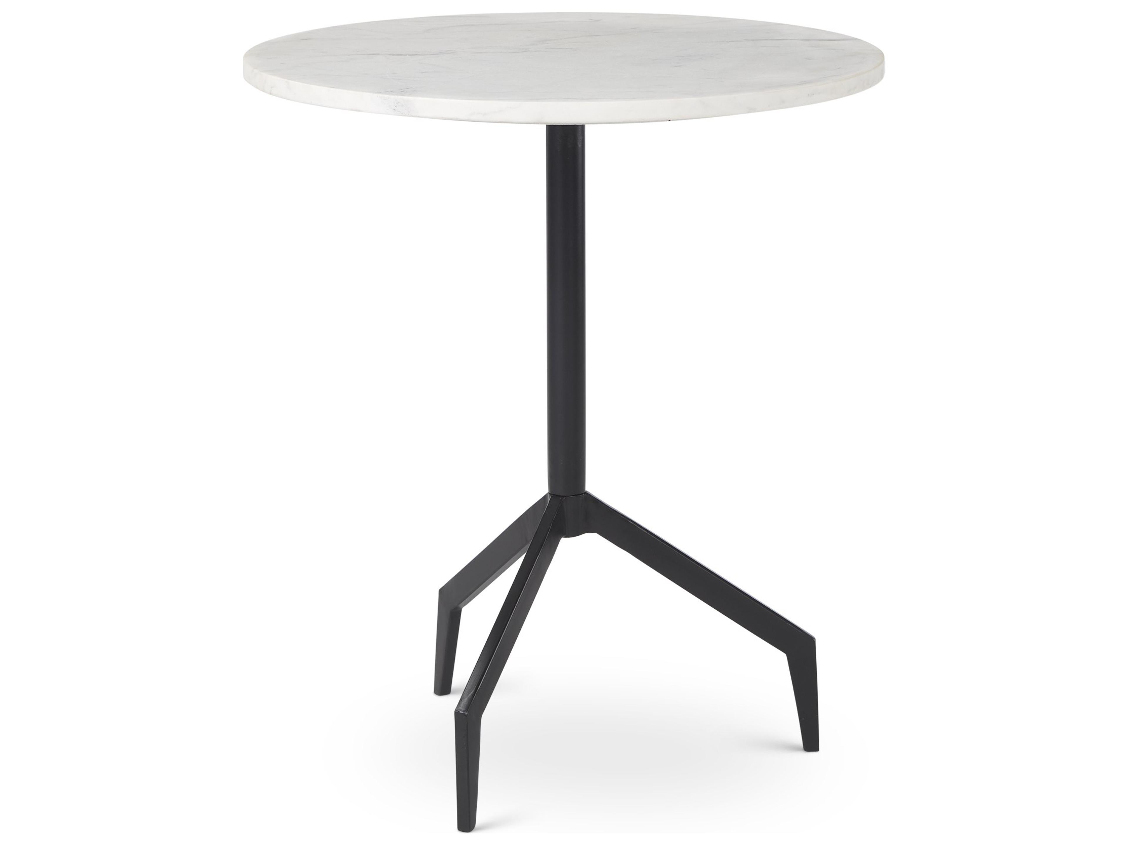 Serre Marble Top 3 Prong Black Metal Base End Table