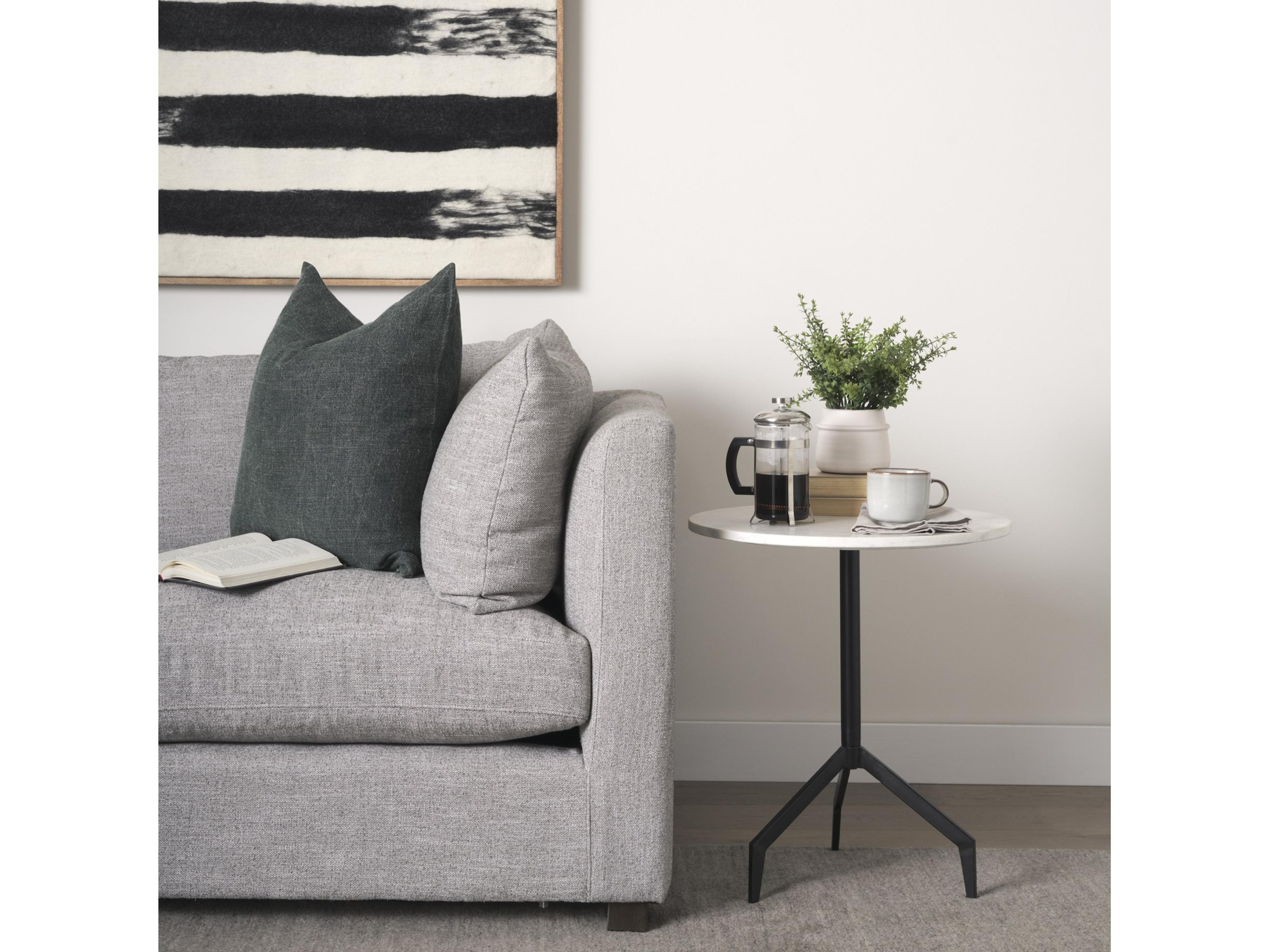 Mercana Serre Marble Top 3 Prong Black Metal Base End Table