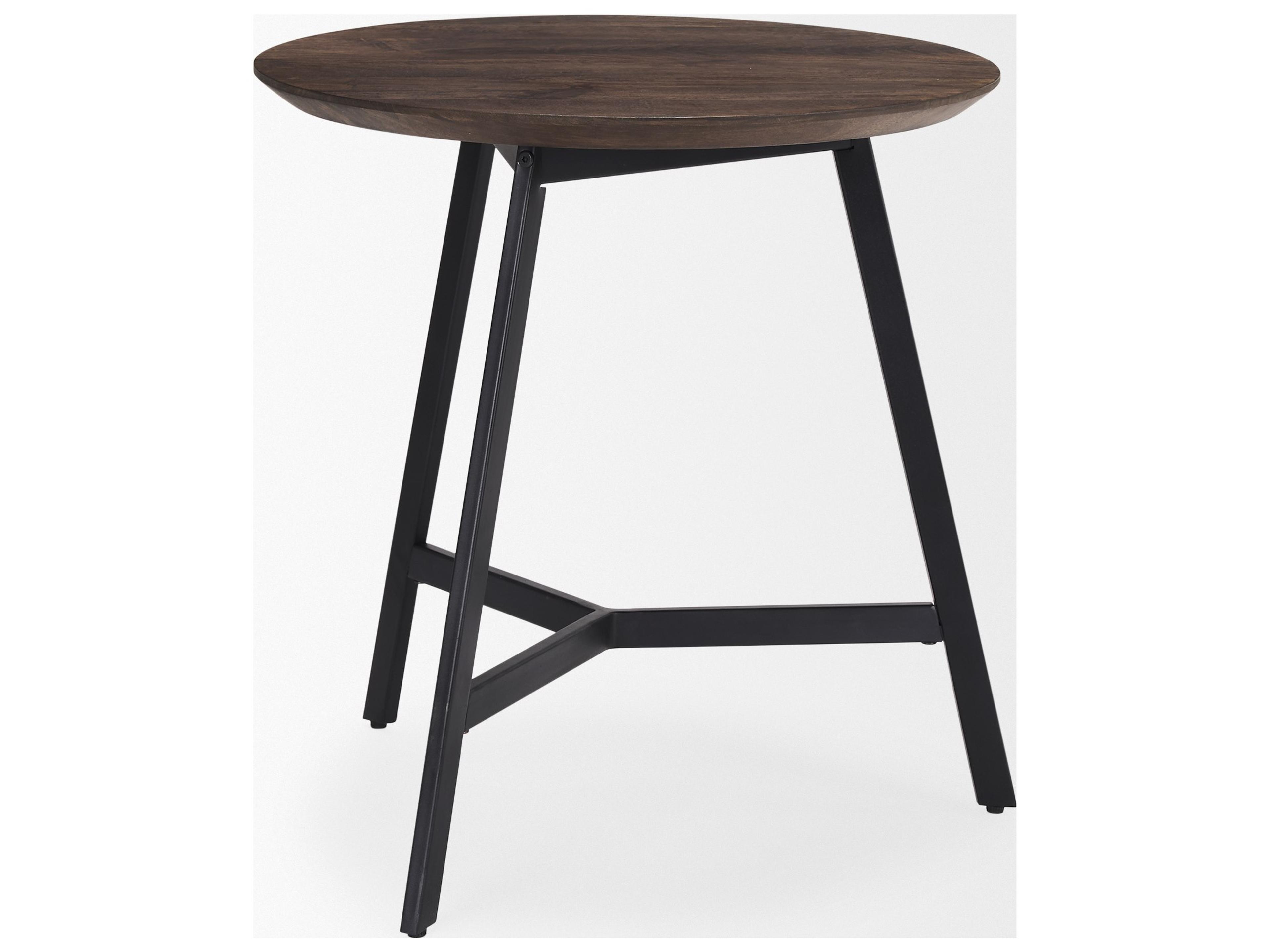 Mercana Todd Dark Brown Wood W/ Metal Legs Side Table