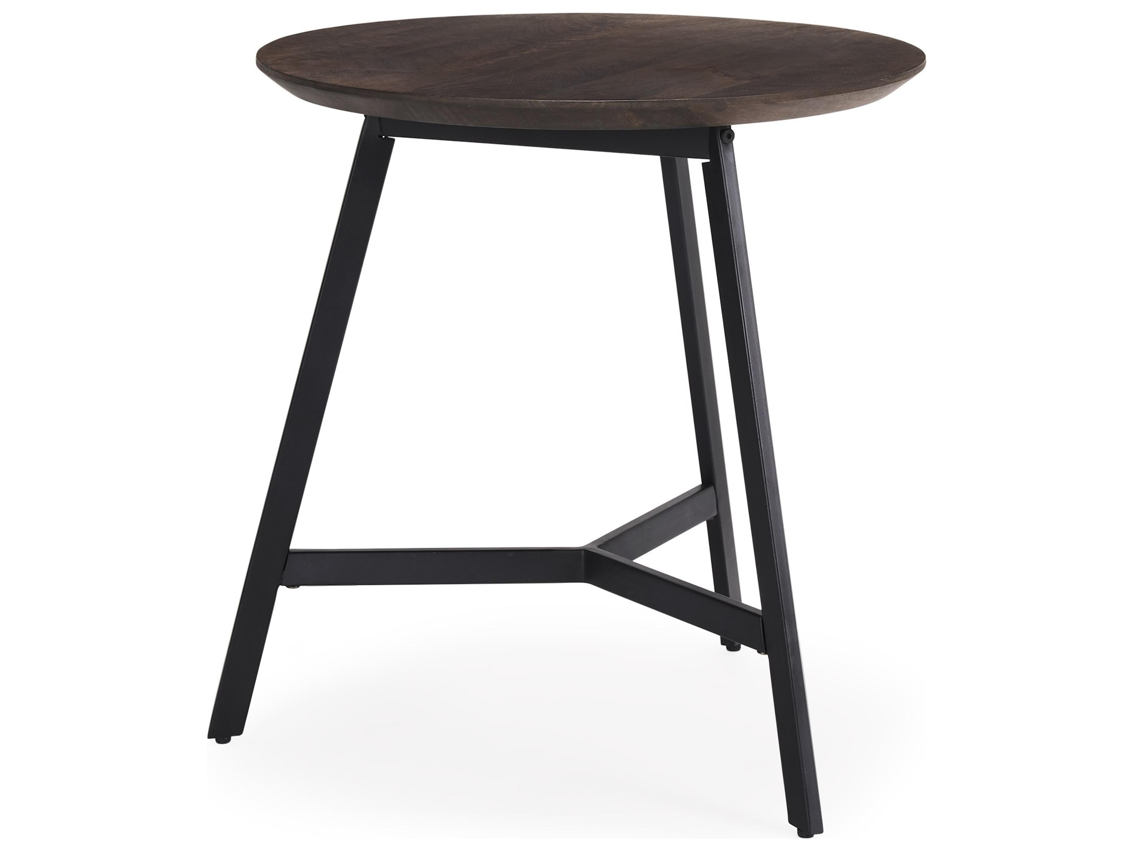 Todd Dark Brown Wood W/ Metal Legs Side Table