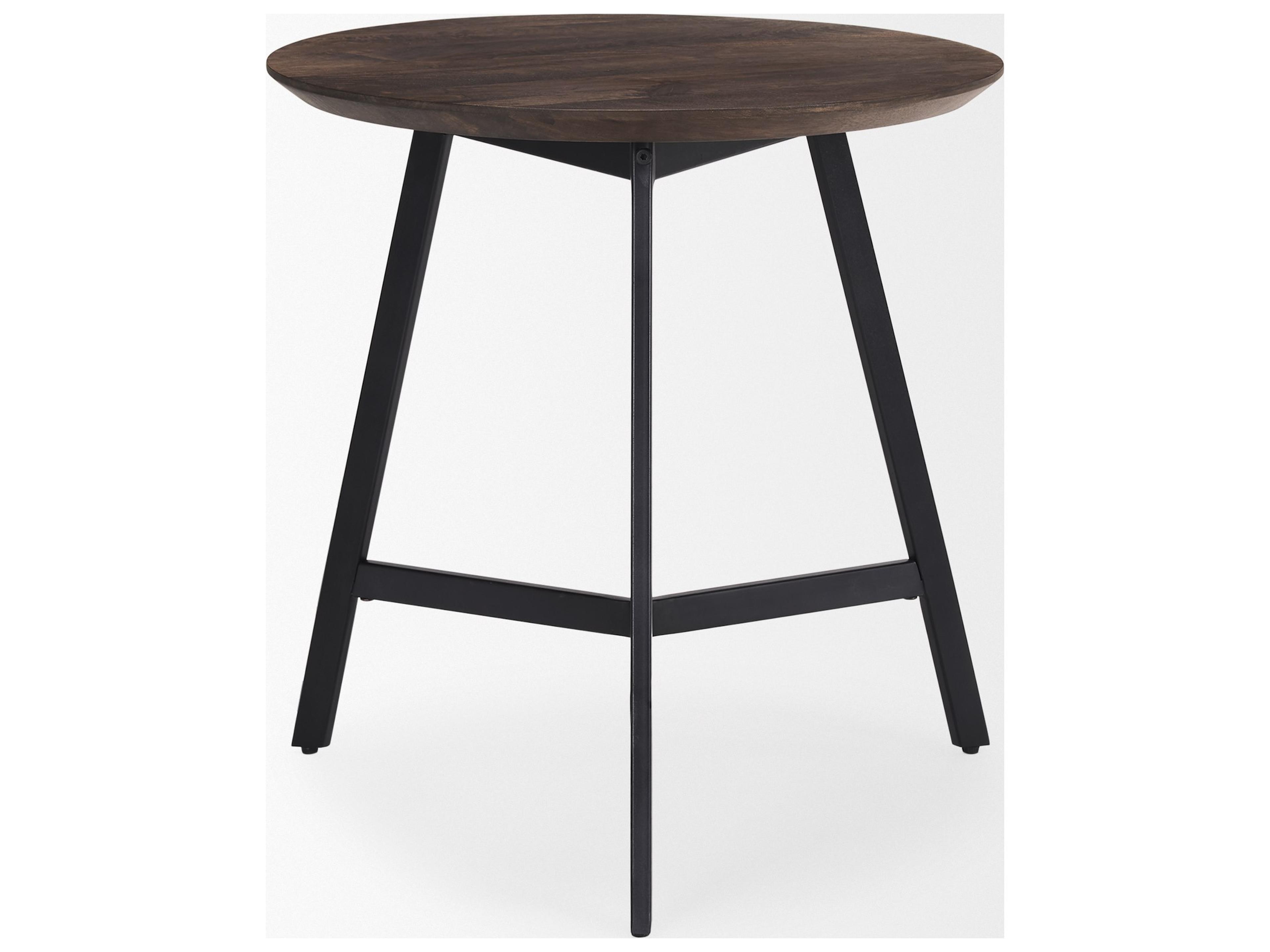 Mercana Todd Dark Brown Wood W/ Metal Legs Side Table