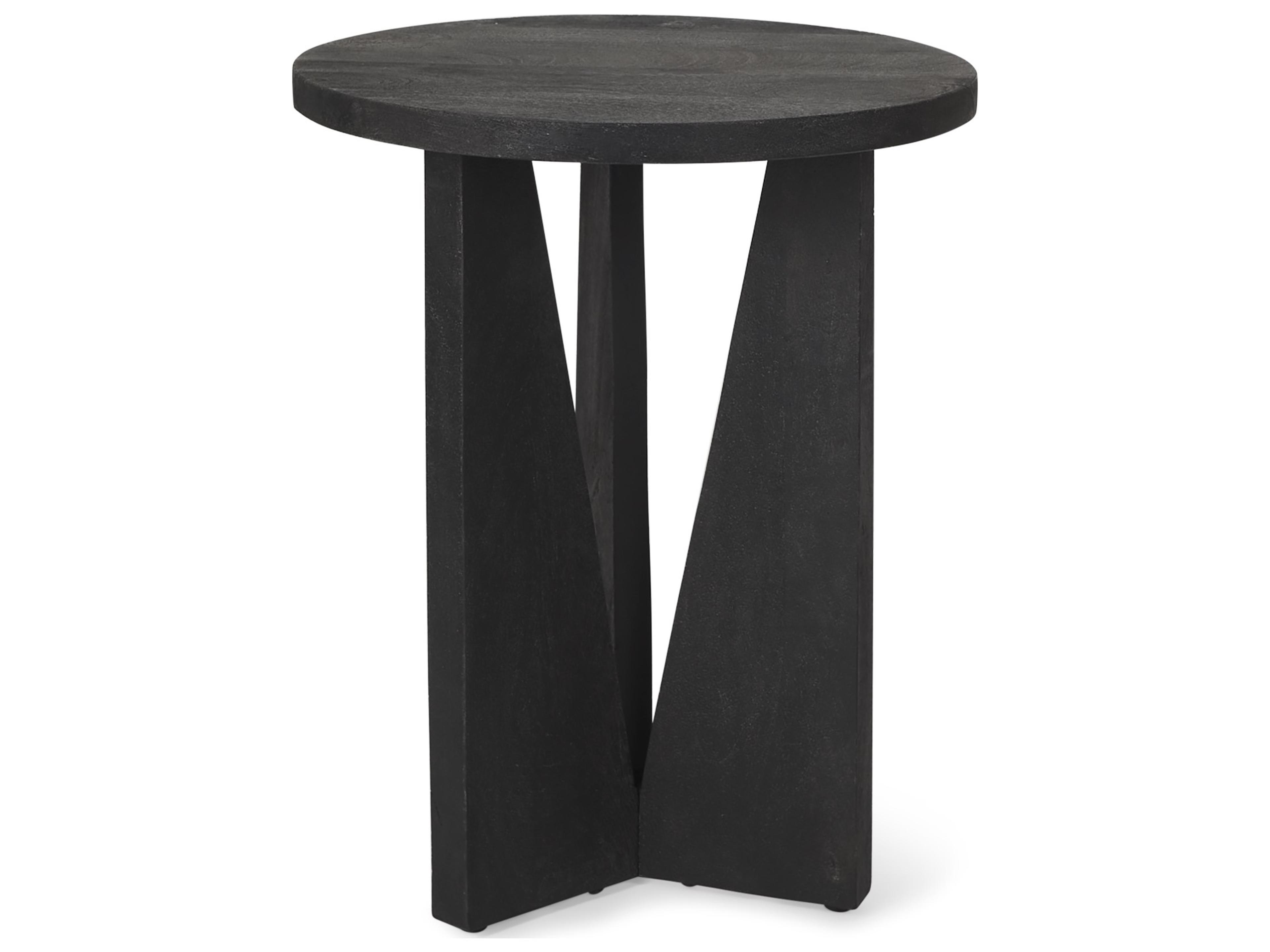 Mattius Black Wood Accent Table