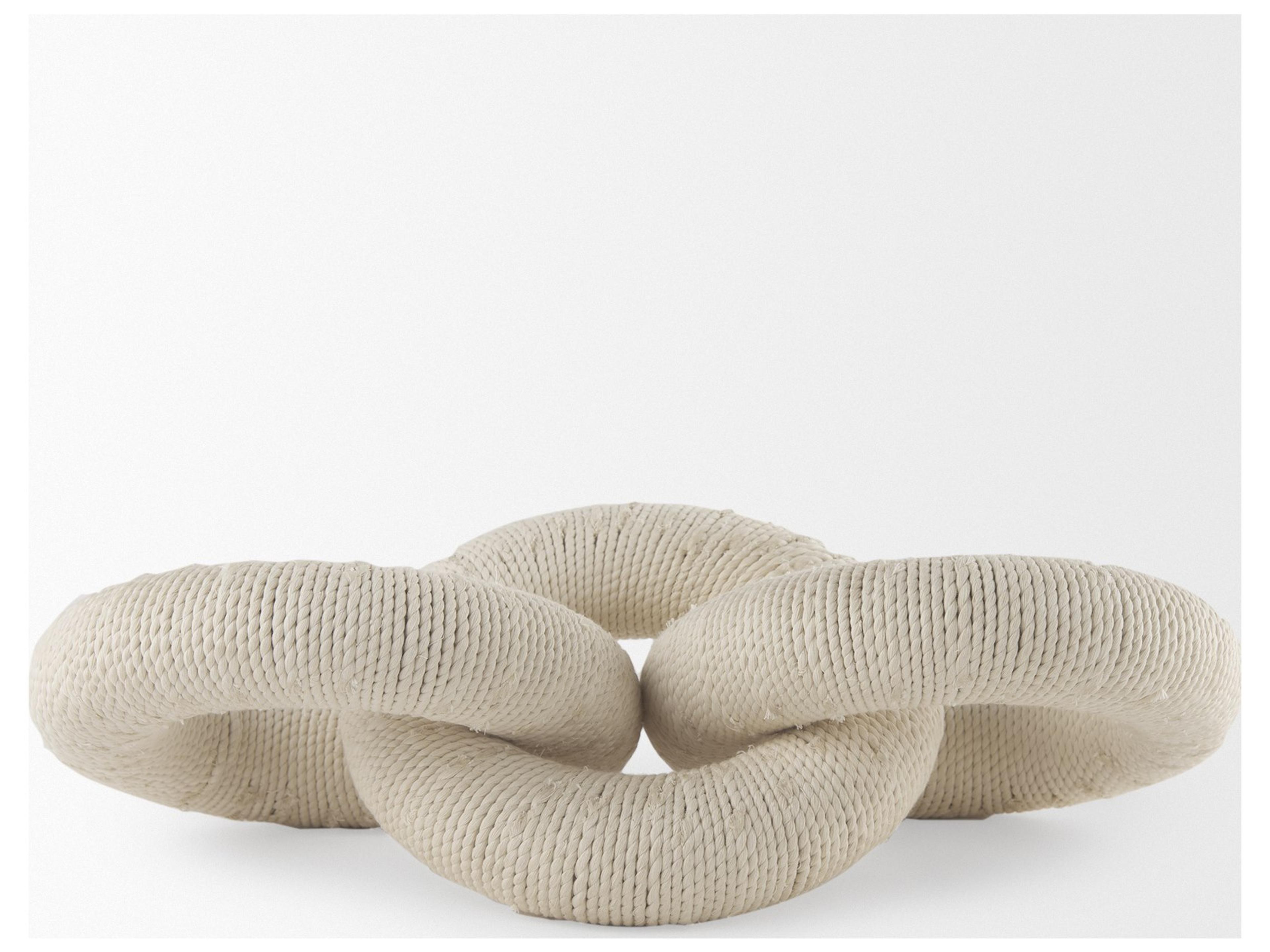 Mercana Alize Cotton Rope Wrapped Solid Wood Circular Chain Link Decorative Object