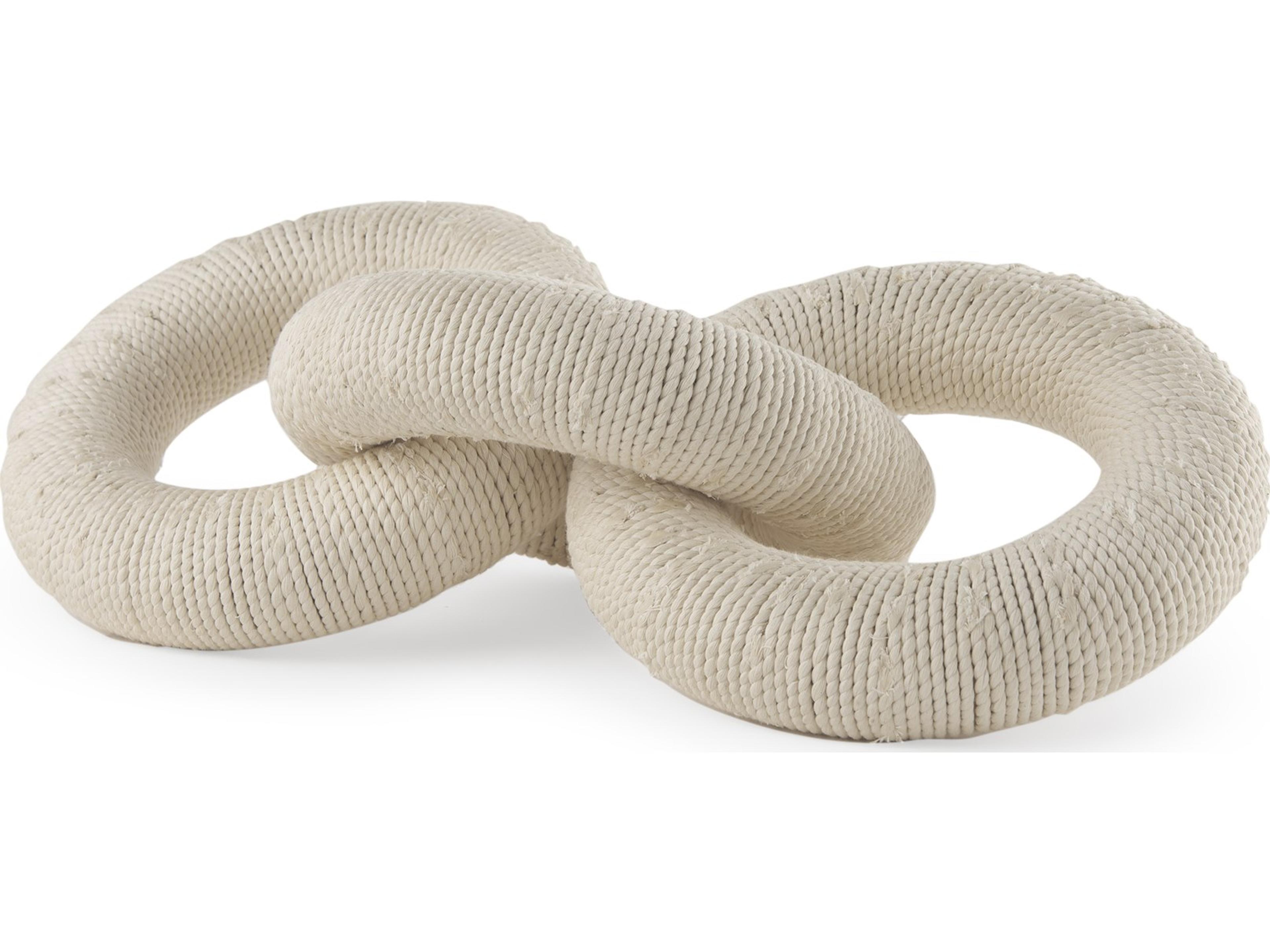 Alize Cotton Rope Wrapped Solid Wood Circular Chain Link Decorative Object