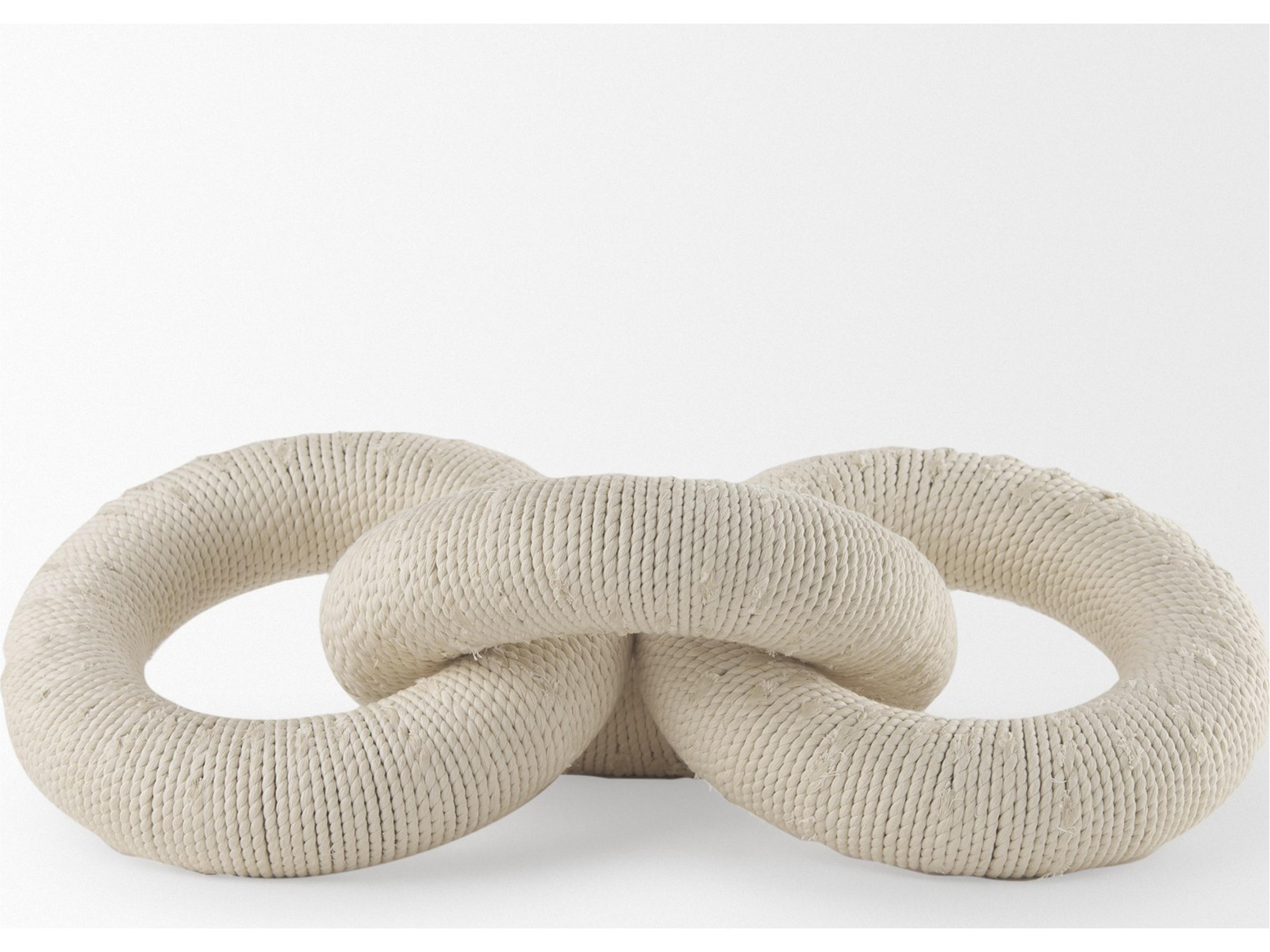 Mercana Alize Cotton Rope Wrapped Solid Wood Circular Chain Link Decorative Object