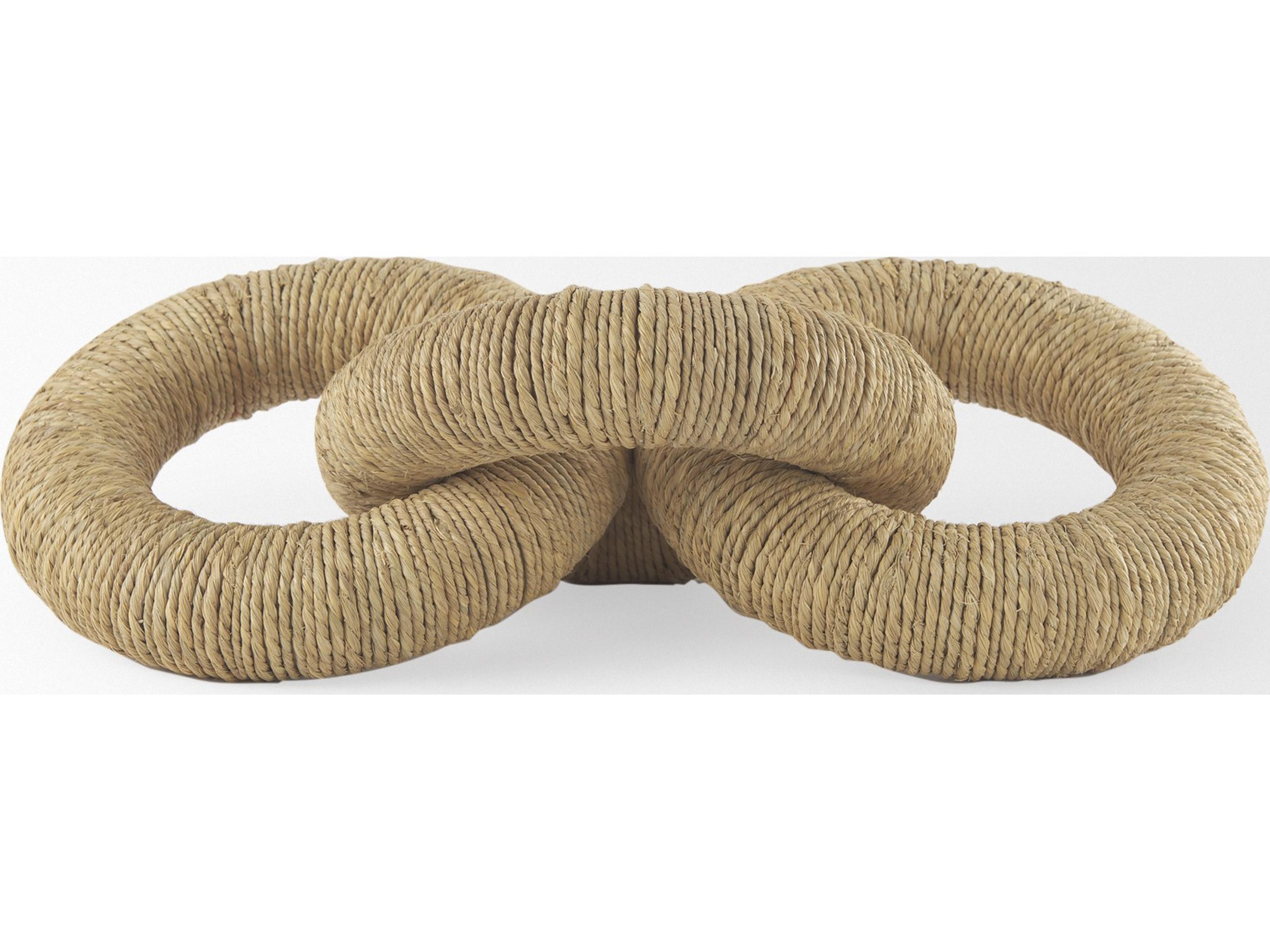 Mercana Alize Jute Wrapped Solid Wood Circular Chain Link Decorative Object