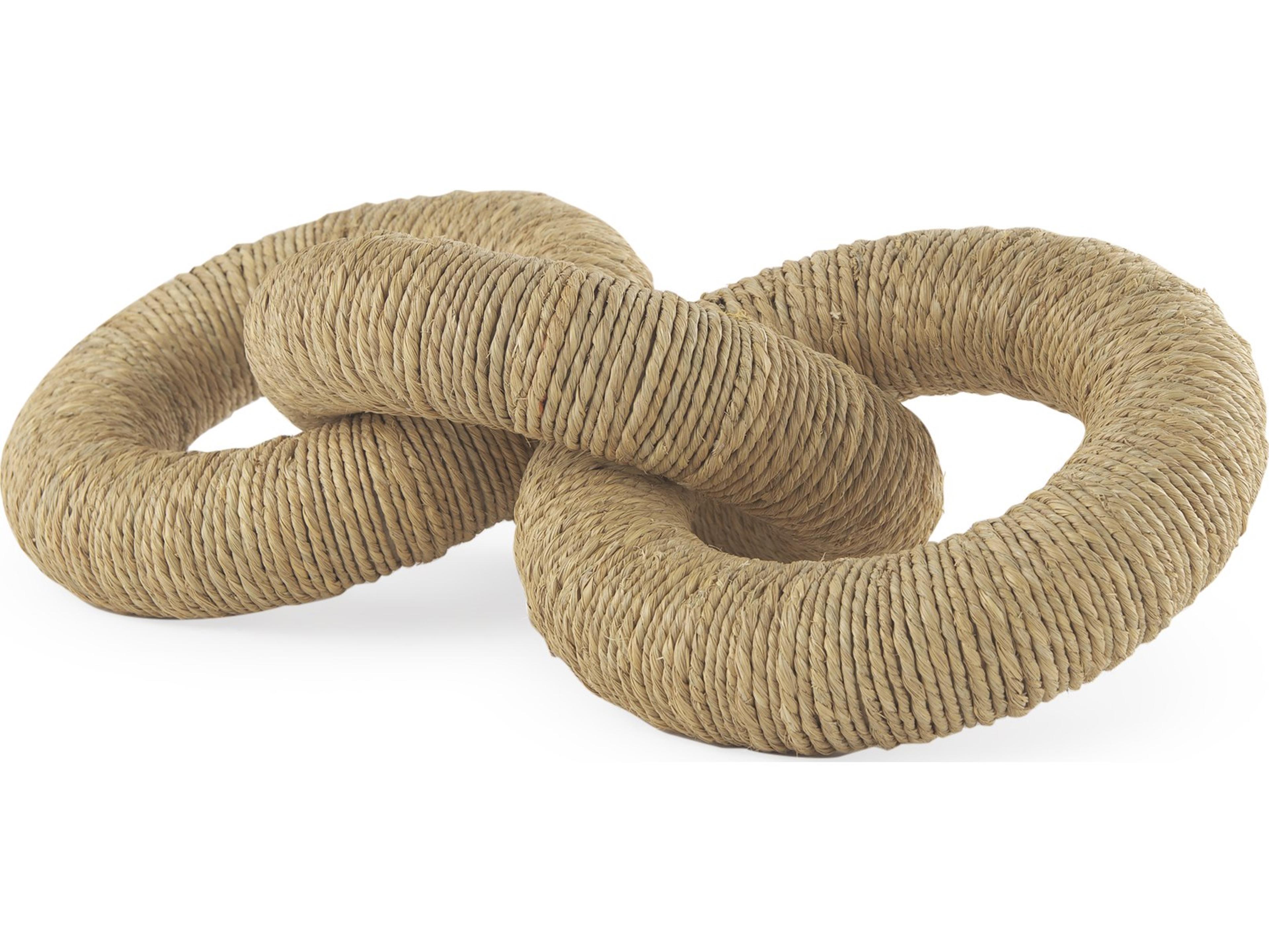 Alize Jute Wrapped Solid Wood Circular Chain Link Decorative Object