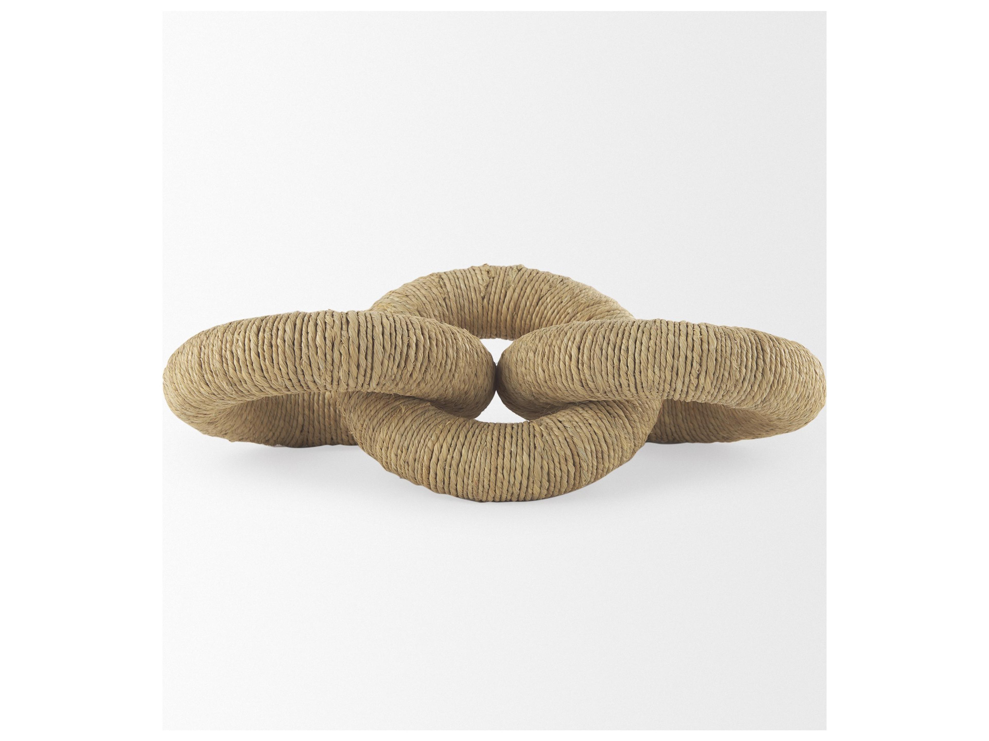 Mercana Alize Jute Wrapped Solid Wood Circular Chain Link Decorative Object