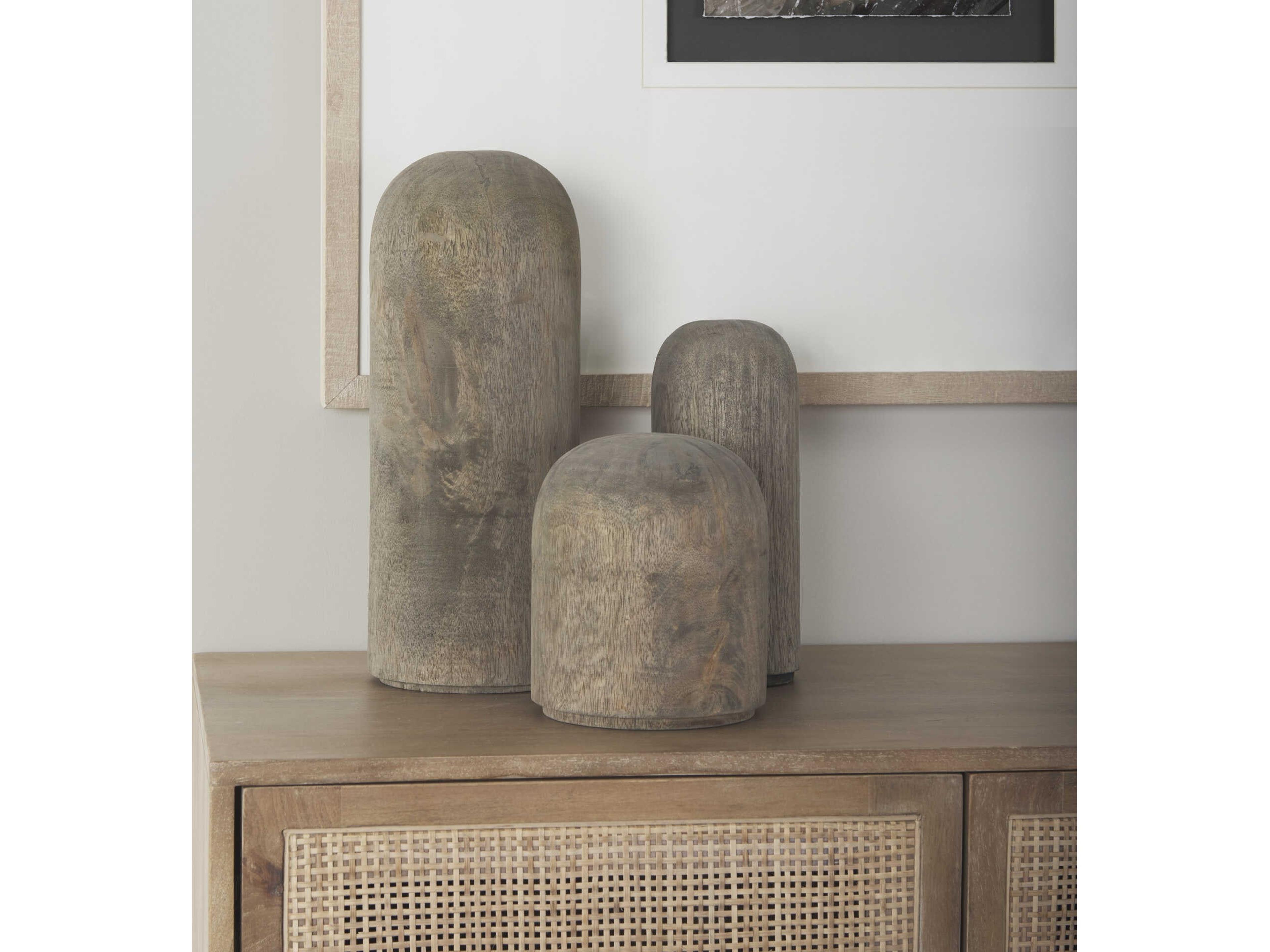 Mercana Knox Short Gray-Wash Wood Decorative Object