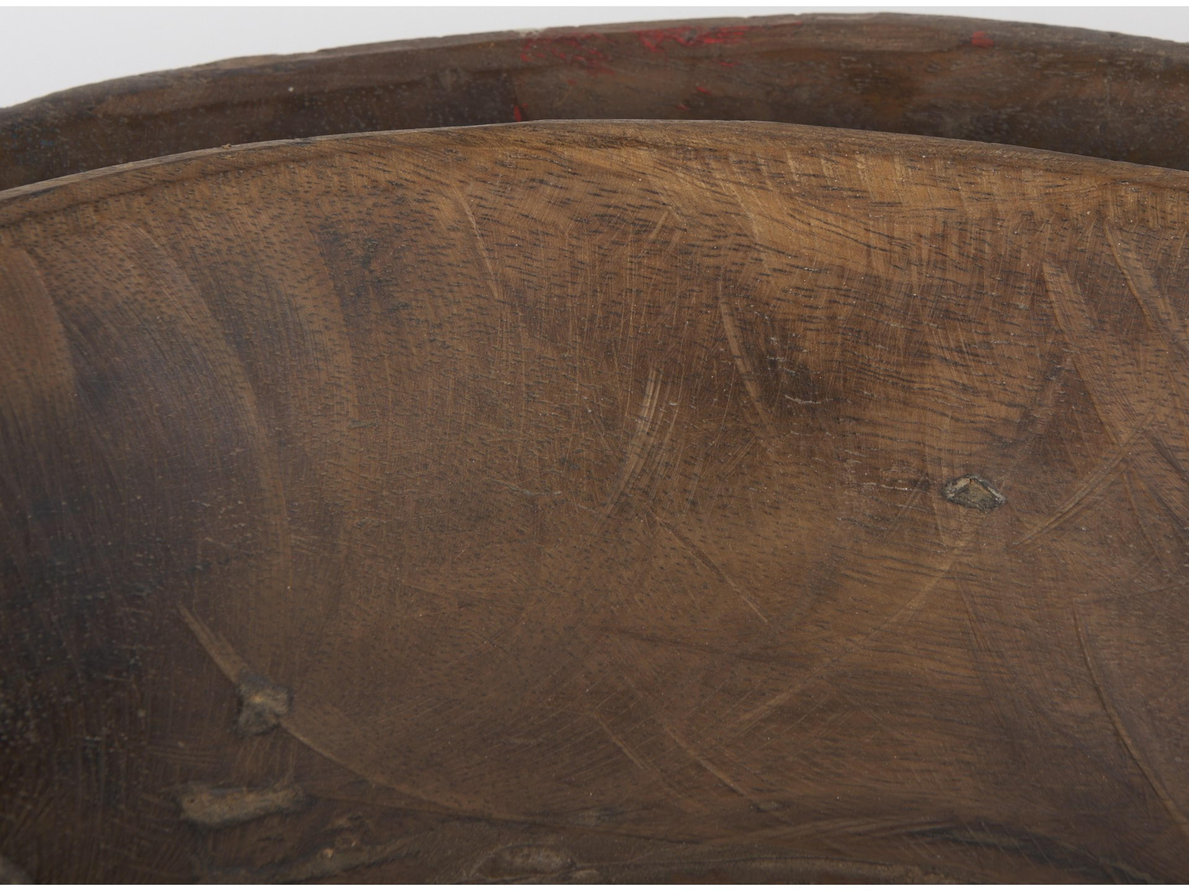 Mercana Nikita Set of 2 Large Medium Brown Reclaimed Wood Bowls