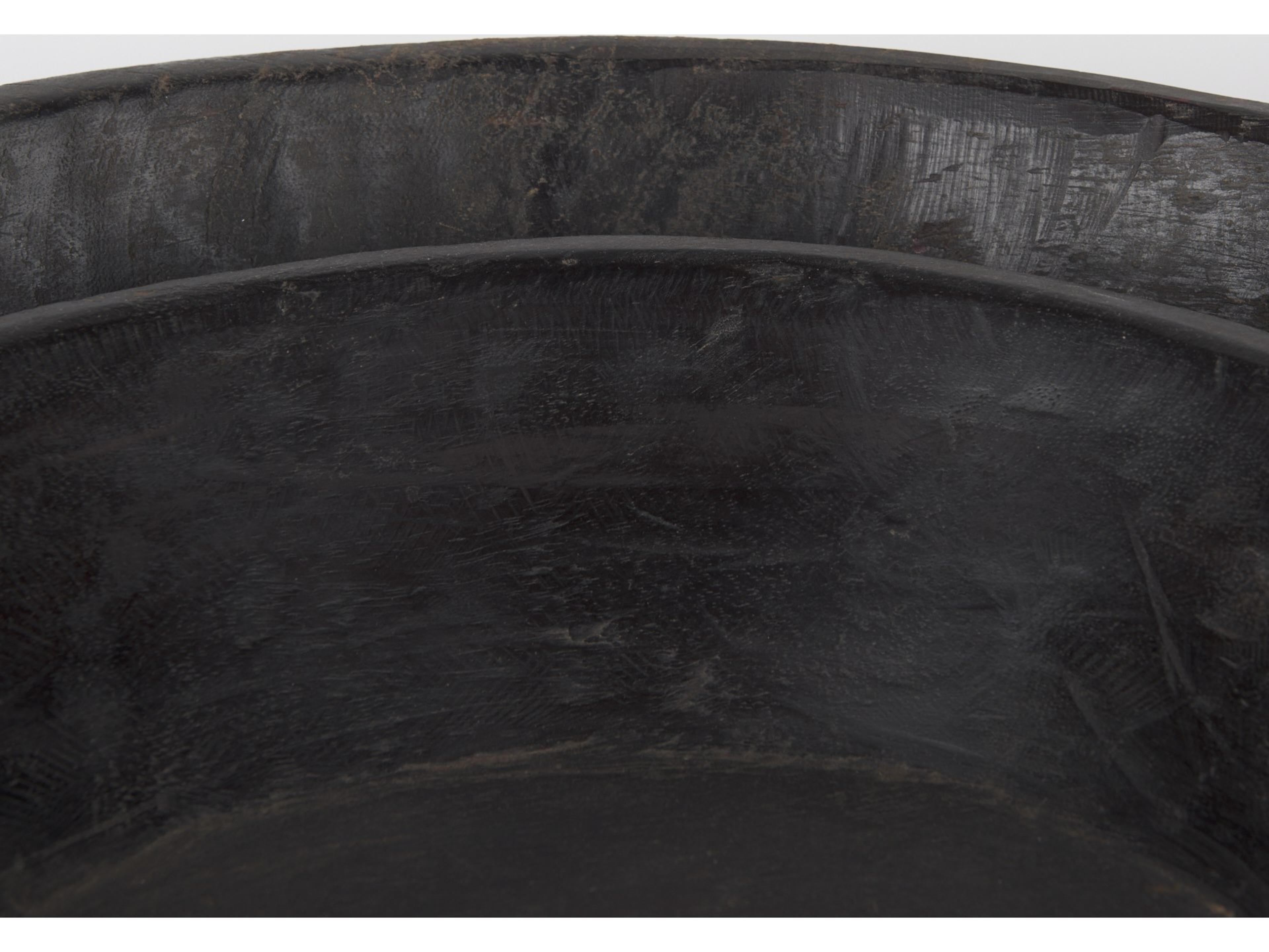 Mercana Nikita Set of 2 Large Black-Brown Reclaimed Wood Bowls