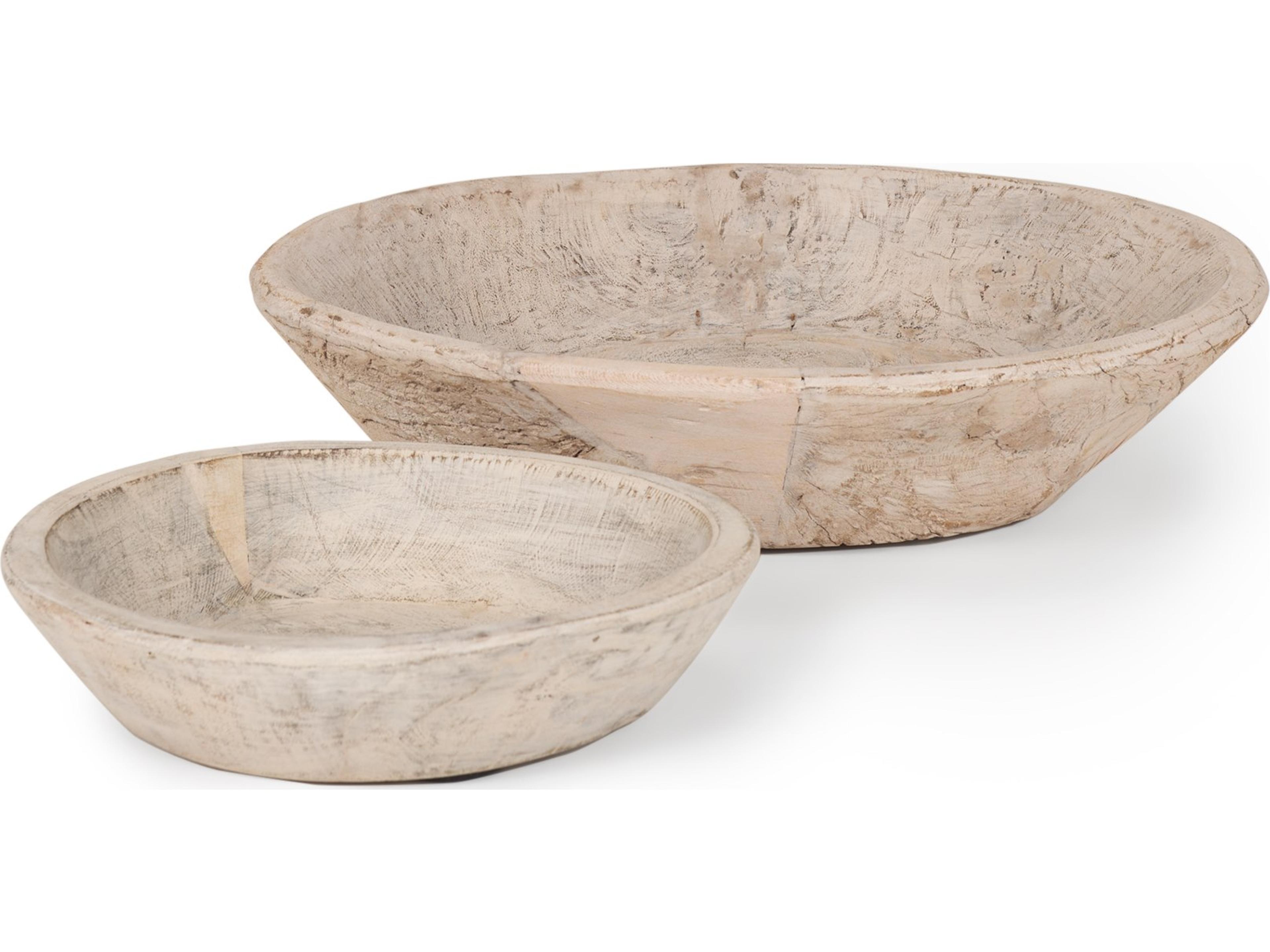 Nikita Set of 2 Large Light-Wash Reclaimed Wood Bowls