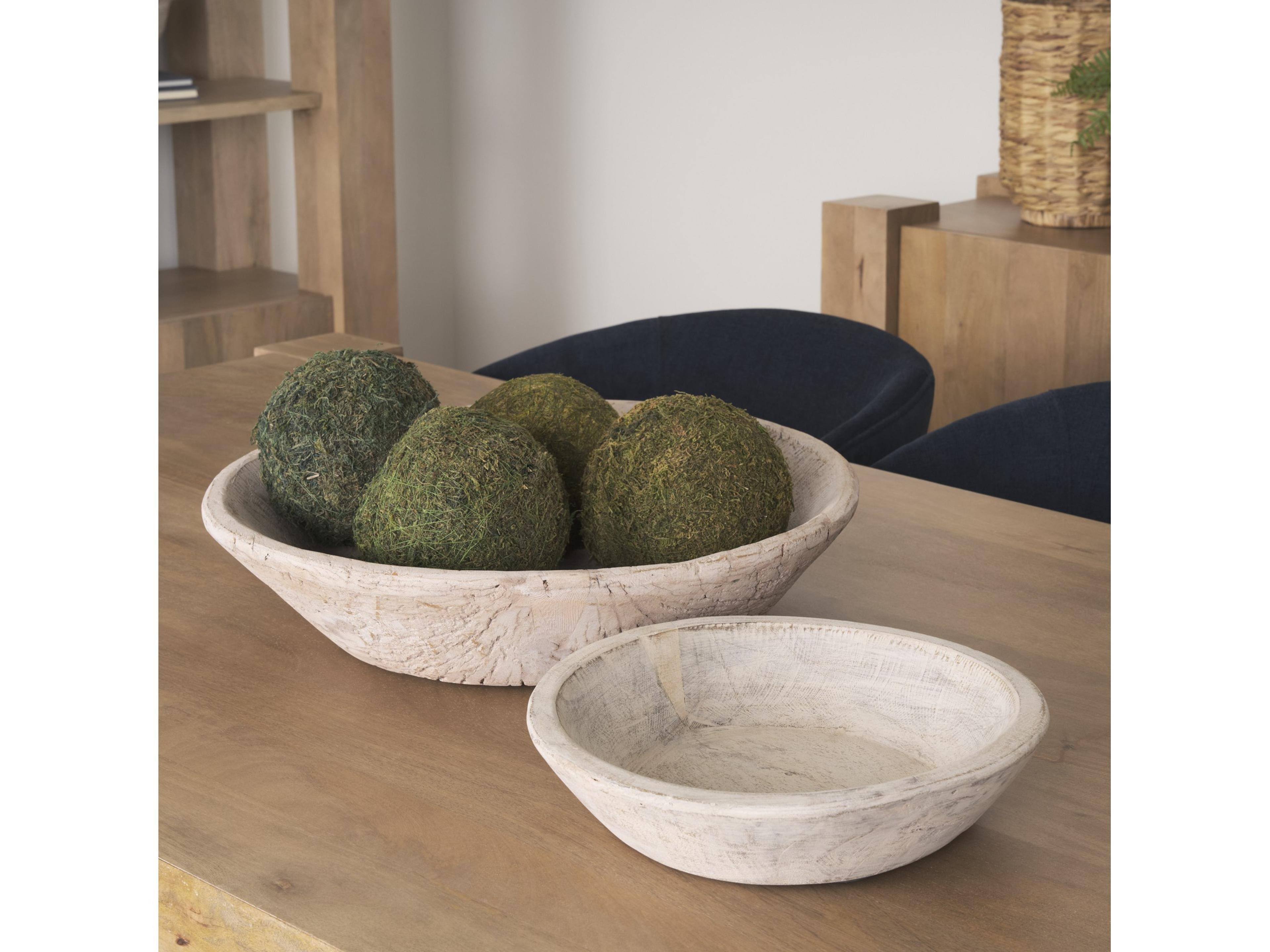Mercana Nikita Set of 2 Large Light-Wash Reclaimed Wood Bowls