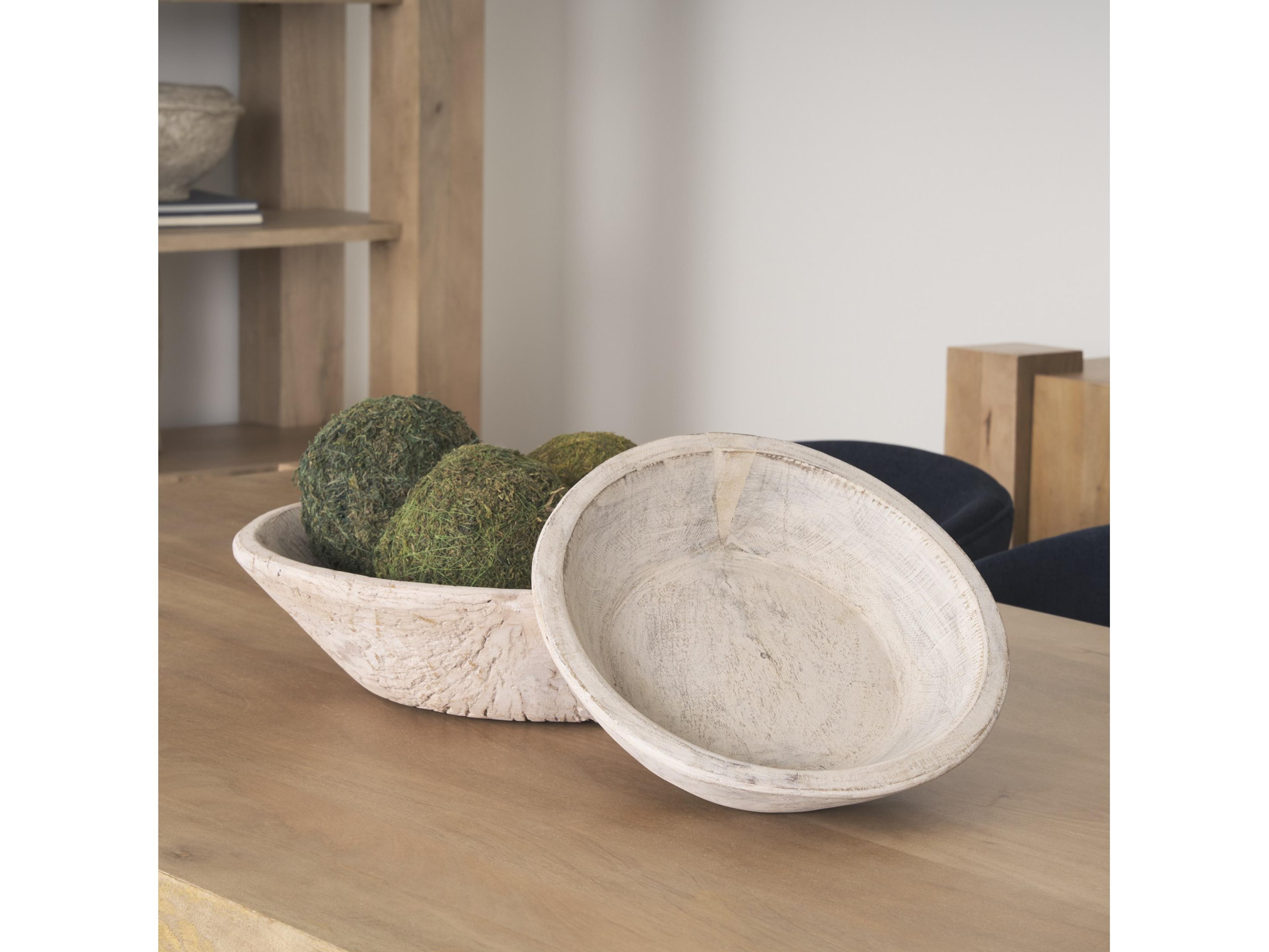 Mercana Nikita Set of 2 Large Light-Wash Reclaimed Wood Bowls