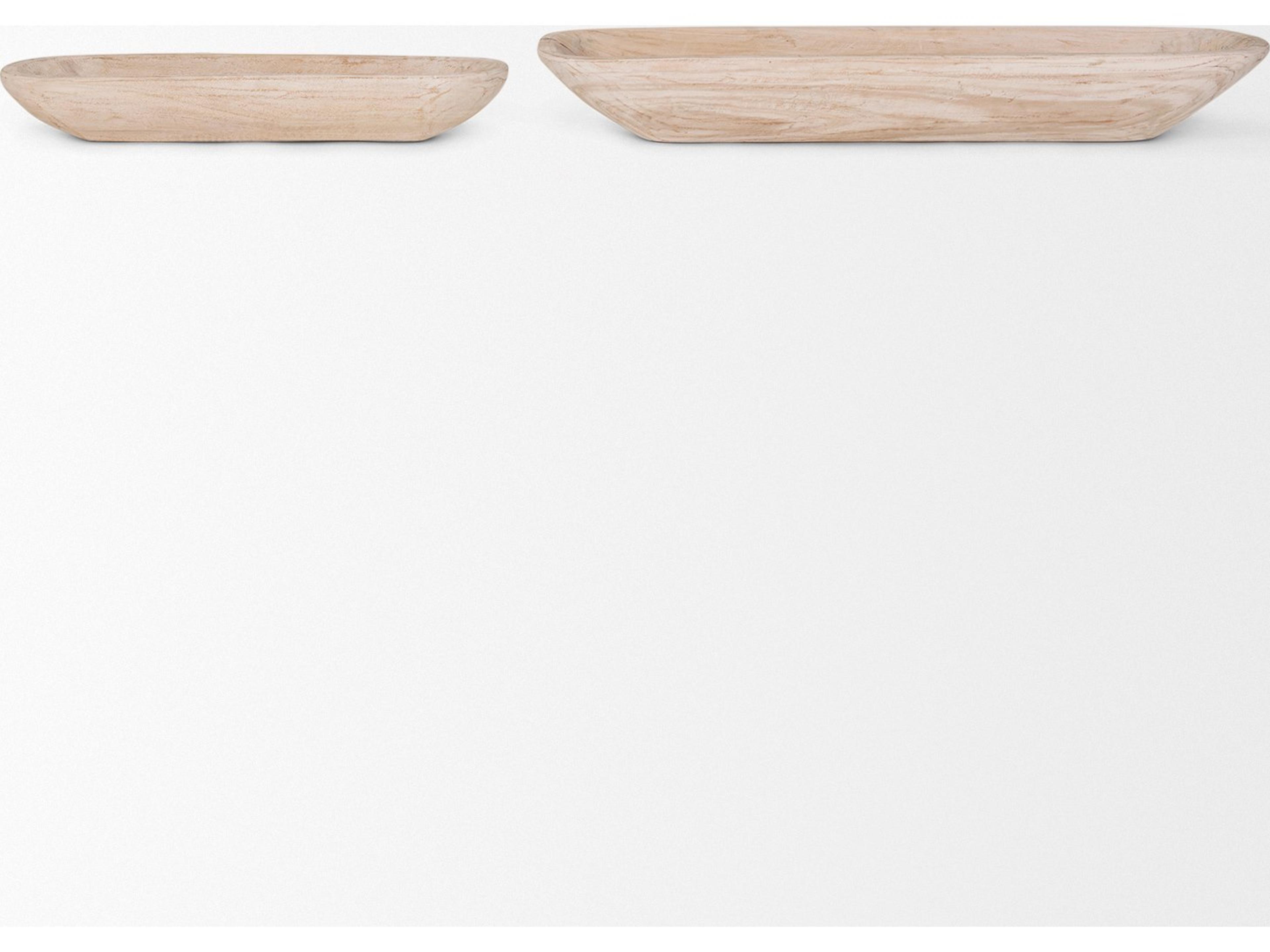 Mercana Athena Set of 2 Extra Large  Light-Wash Reclaimed Wood Trays