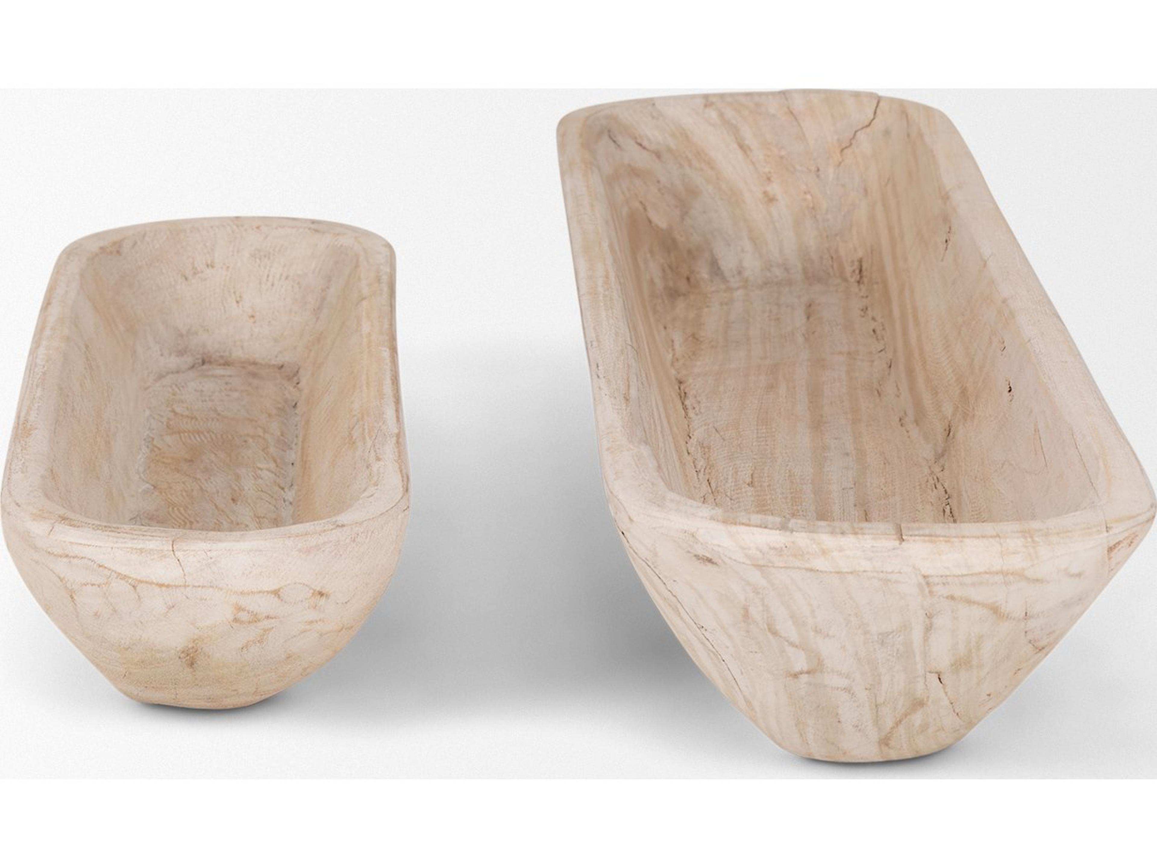 Mercana Athena Set of 2 Extra Large  Light-Wash Reclaimed Wood Trays