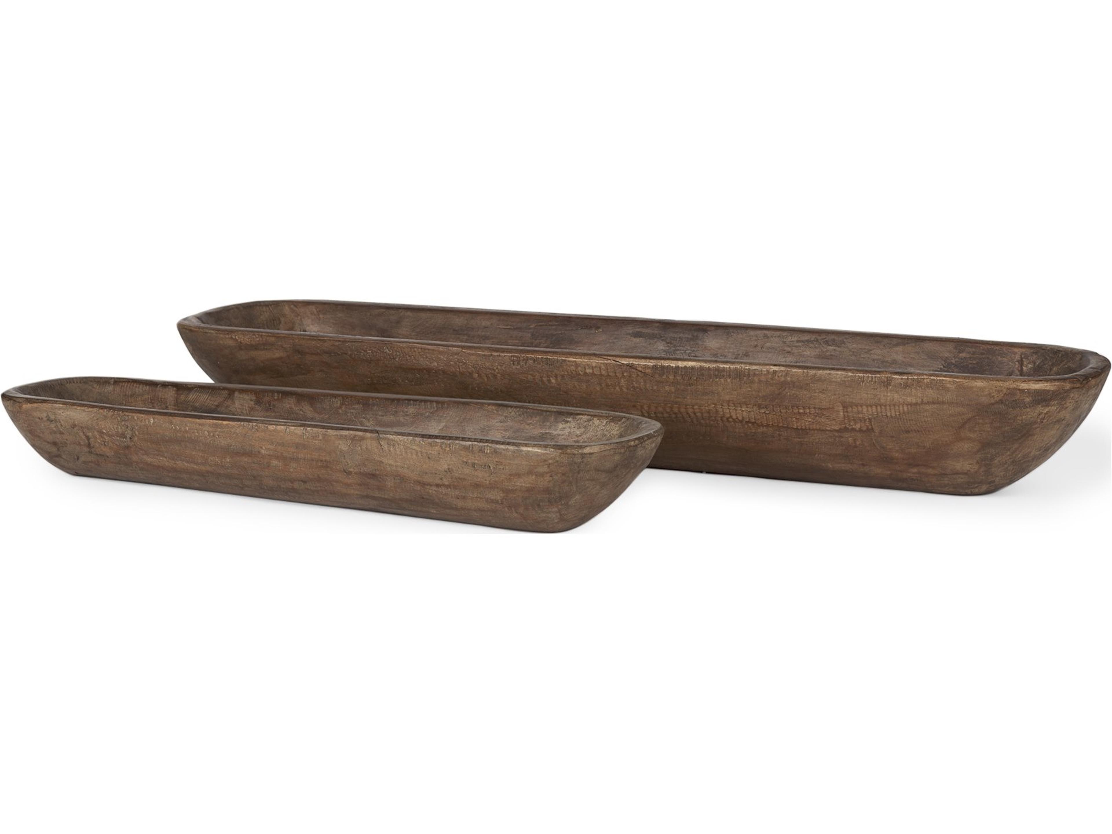 Athena Set of 2 Extra Large Medium Brown Reclaimed Wood Trays