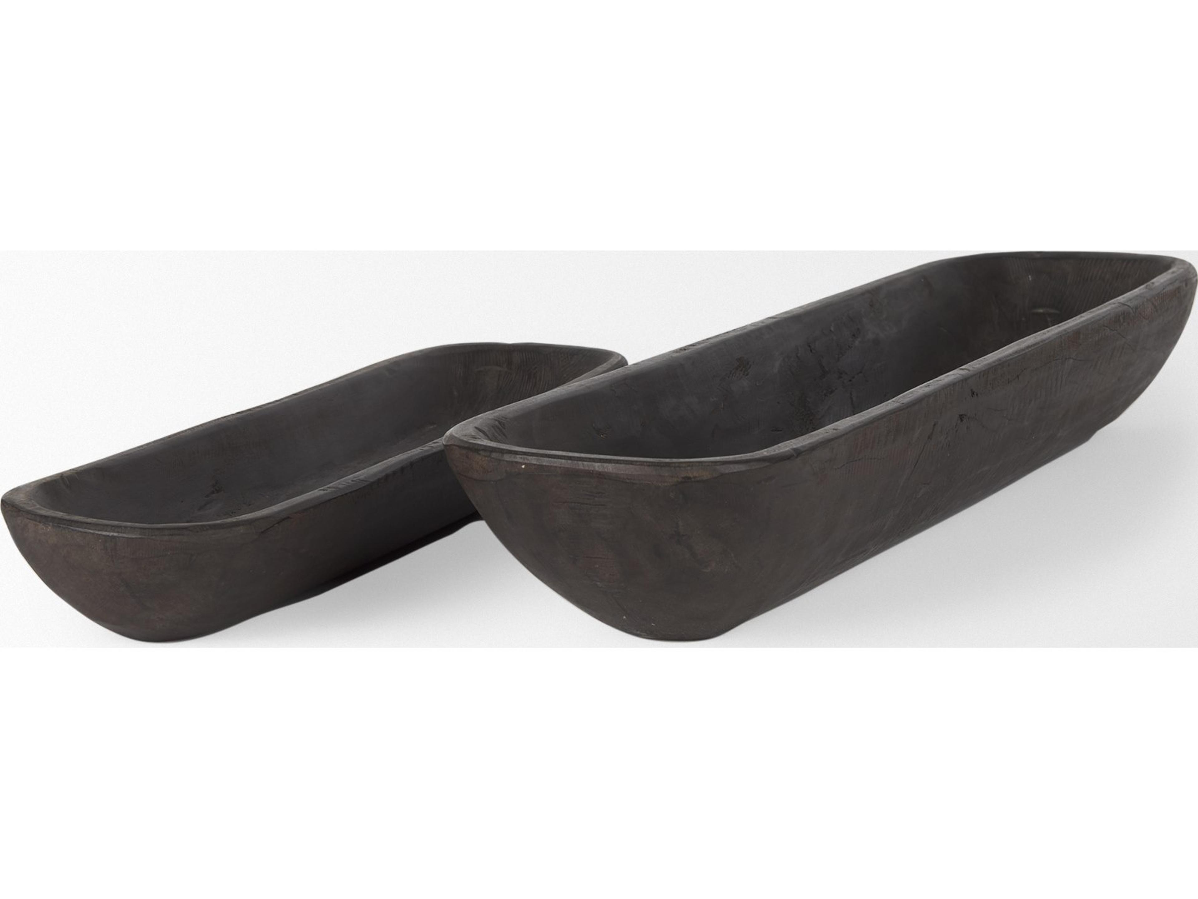 Mercana Athena Set of 2 Extra Large Black-Brown Reclaimed Wood Trays