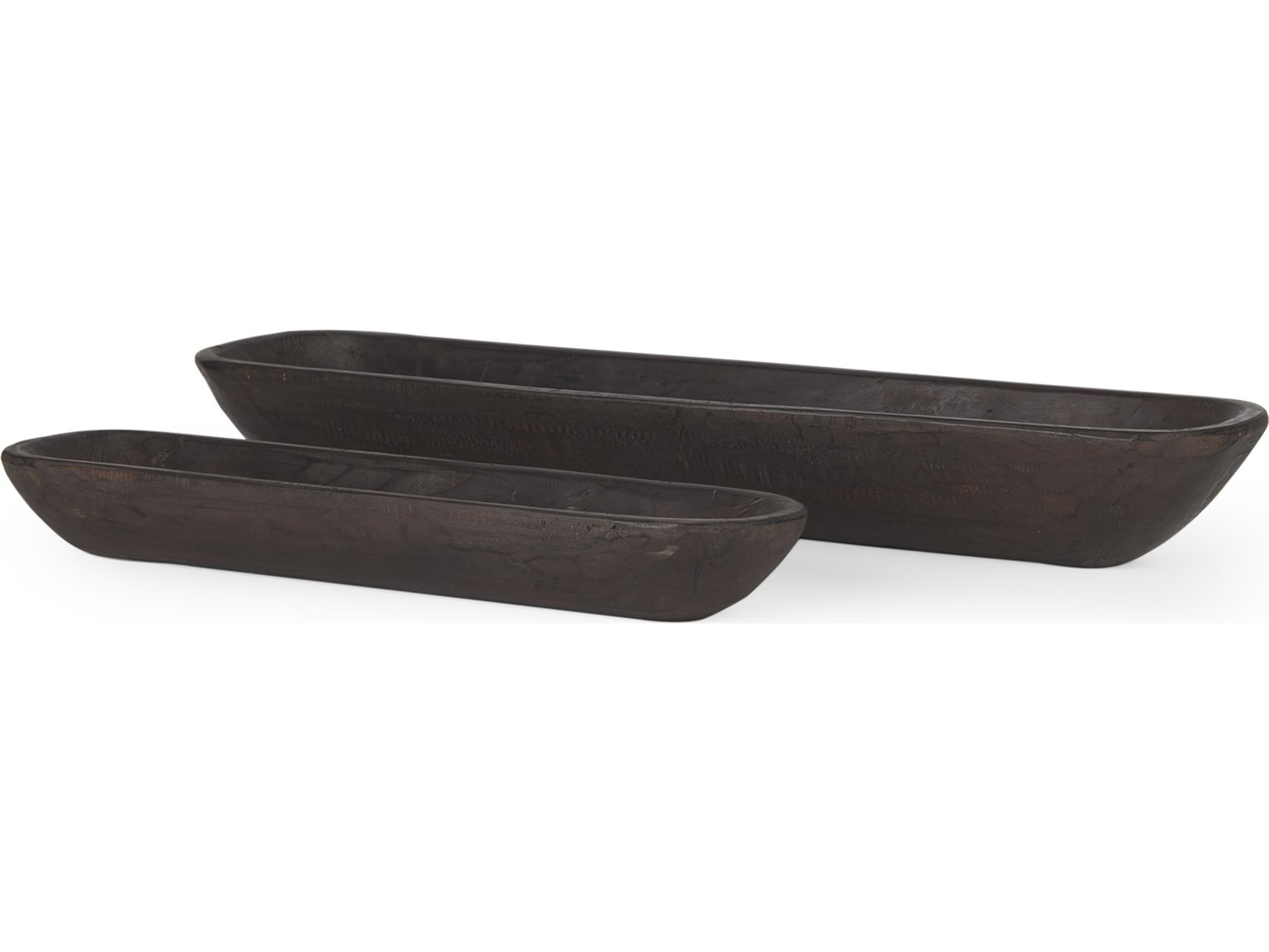 Athena Set of 2 Extra Large Black-Brown Reclaimed Wood Trays