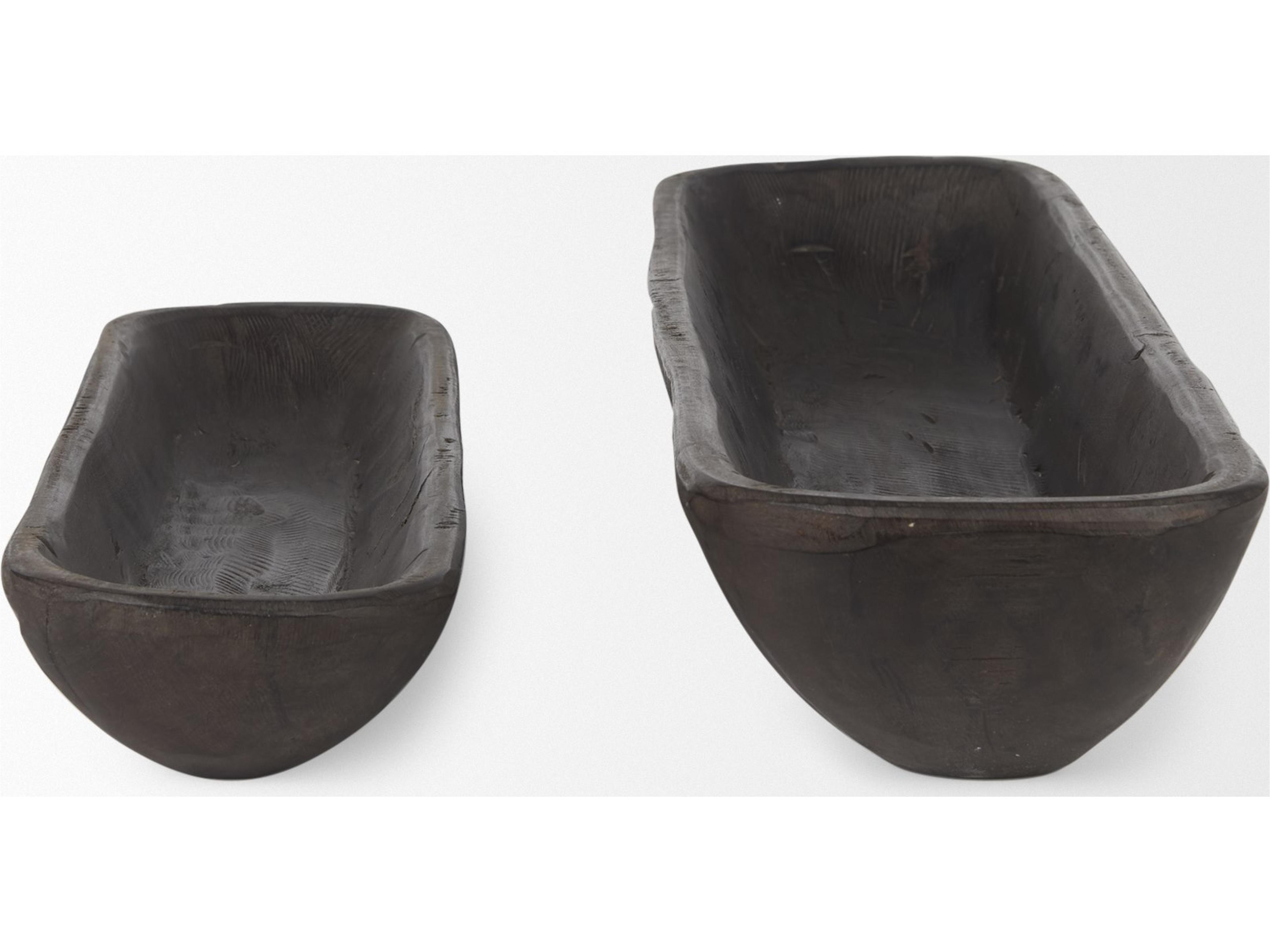 Mercana Athena Set of 2 Extra Large Black-Brown Reclaimed Wood Trays