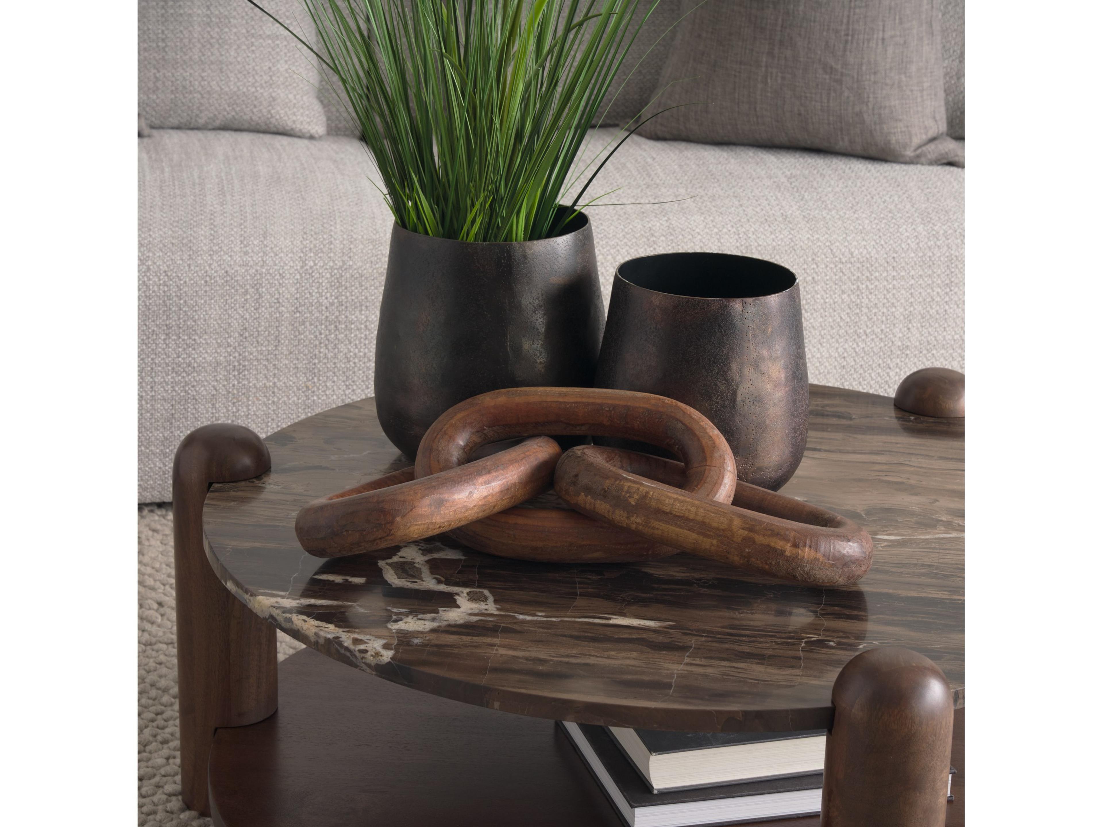 Mercana Tayla Large Medium Brown Wood Chain Link