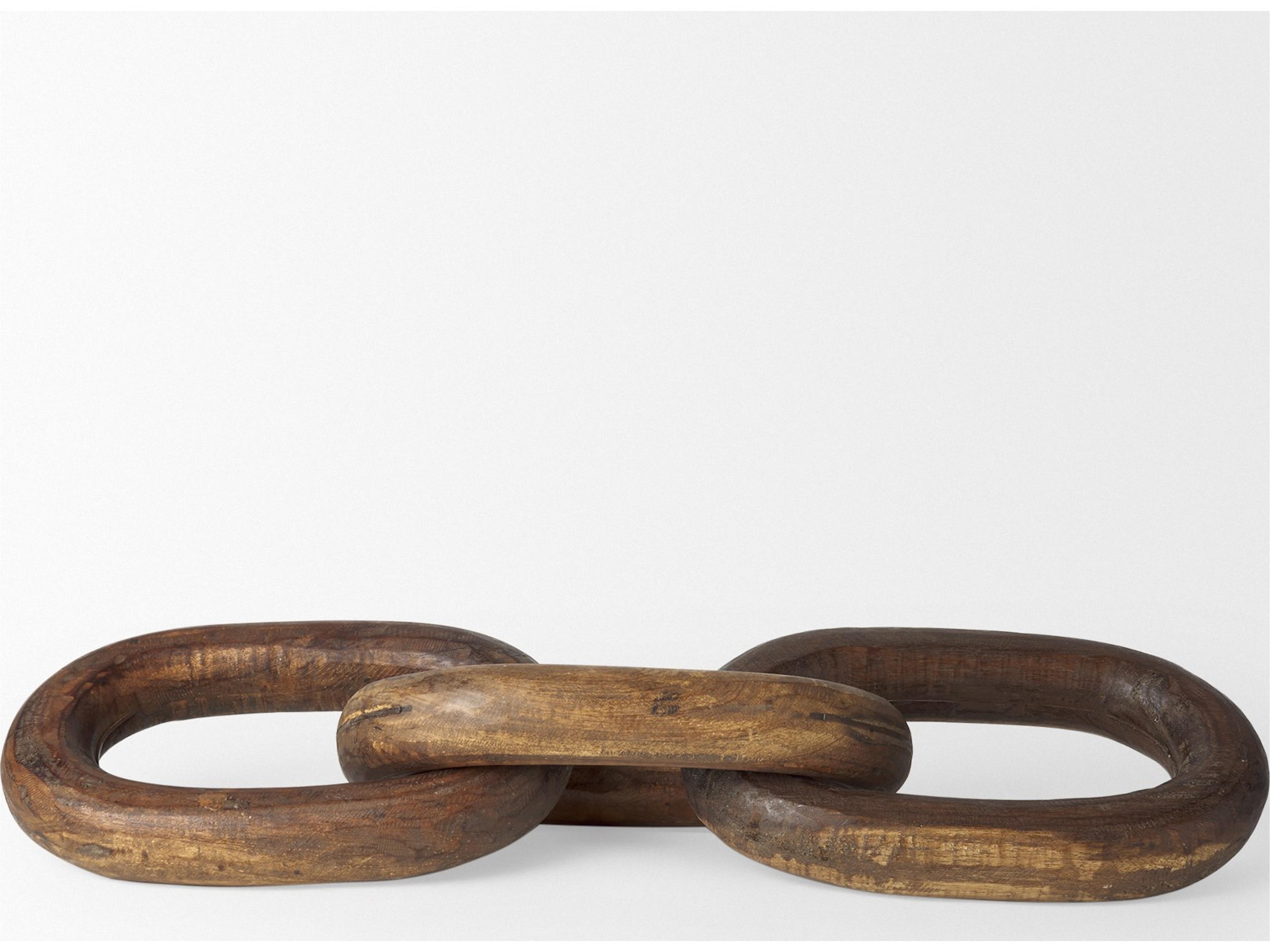 Mercana Tayla Large Medium Brown Wood Chain Link