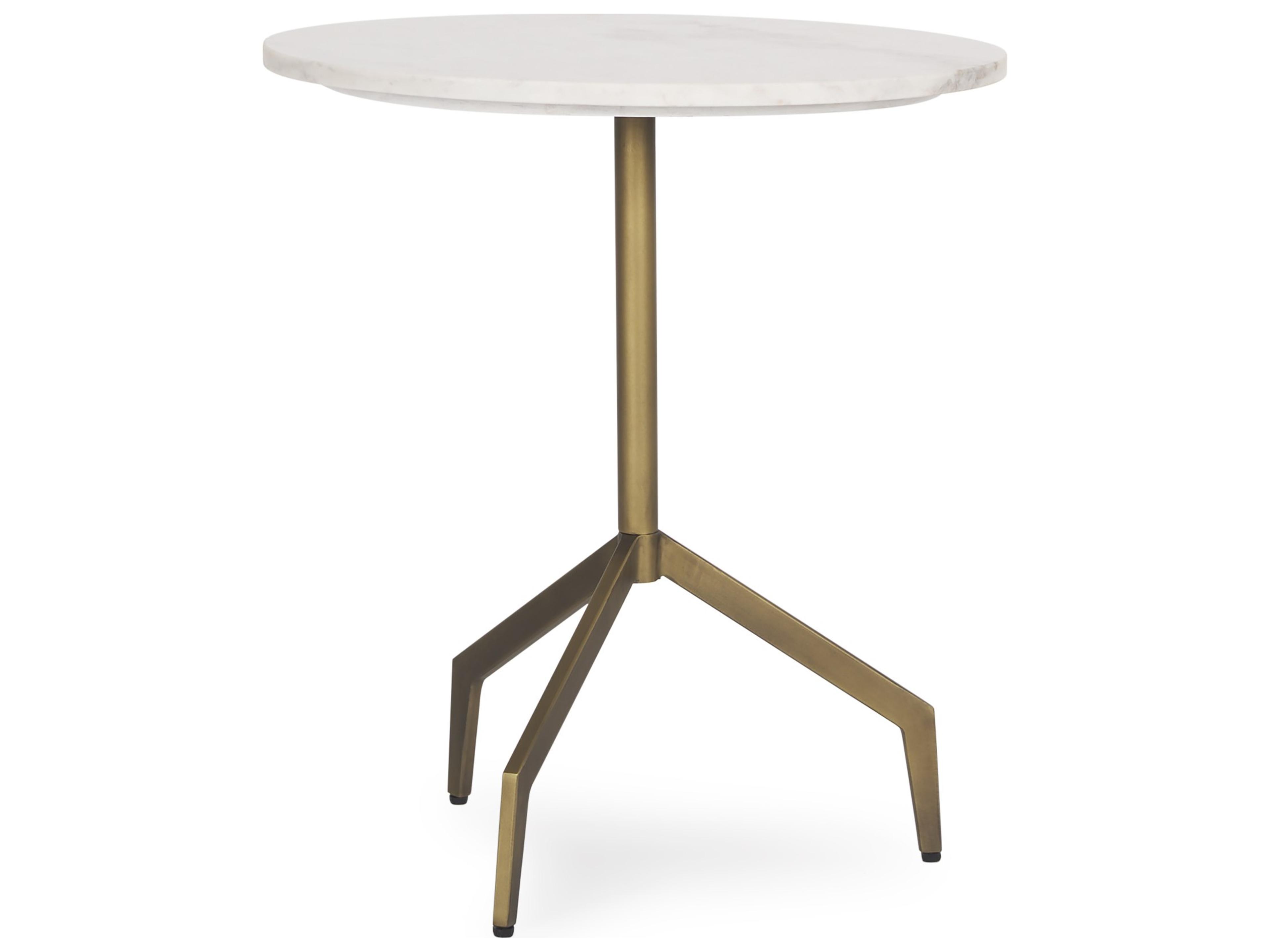 Serre Marble Top 3 Prong Gold Metal Base End Table