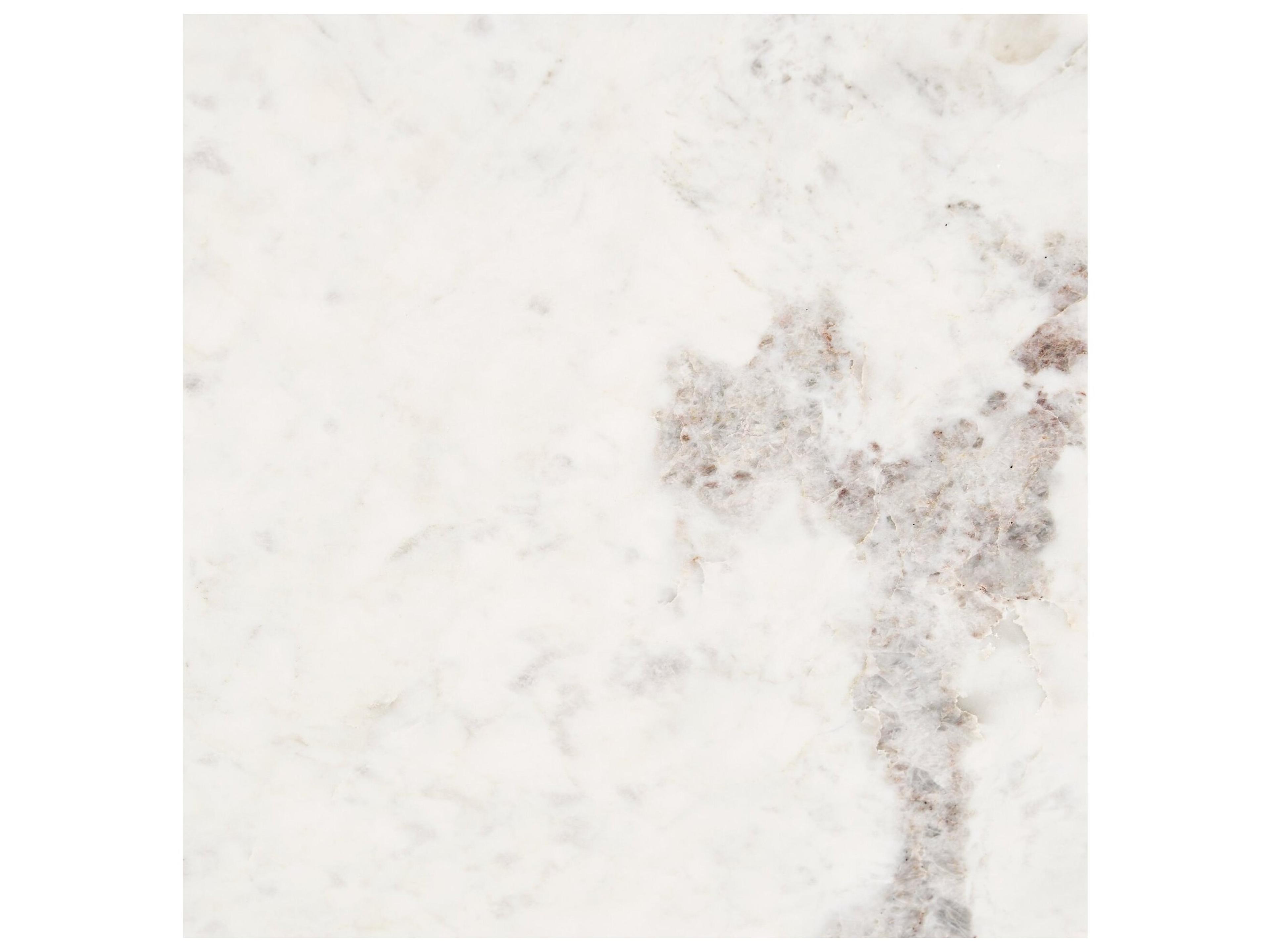 Mercana Serre Marble Top 3 Prong Gold Metal Base End Table