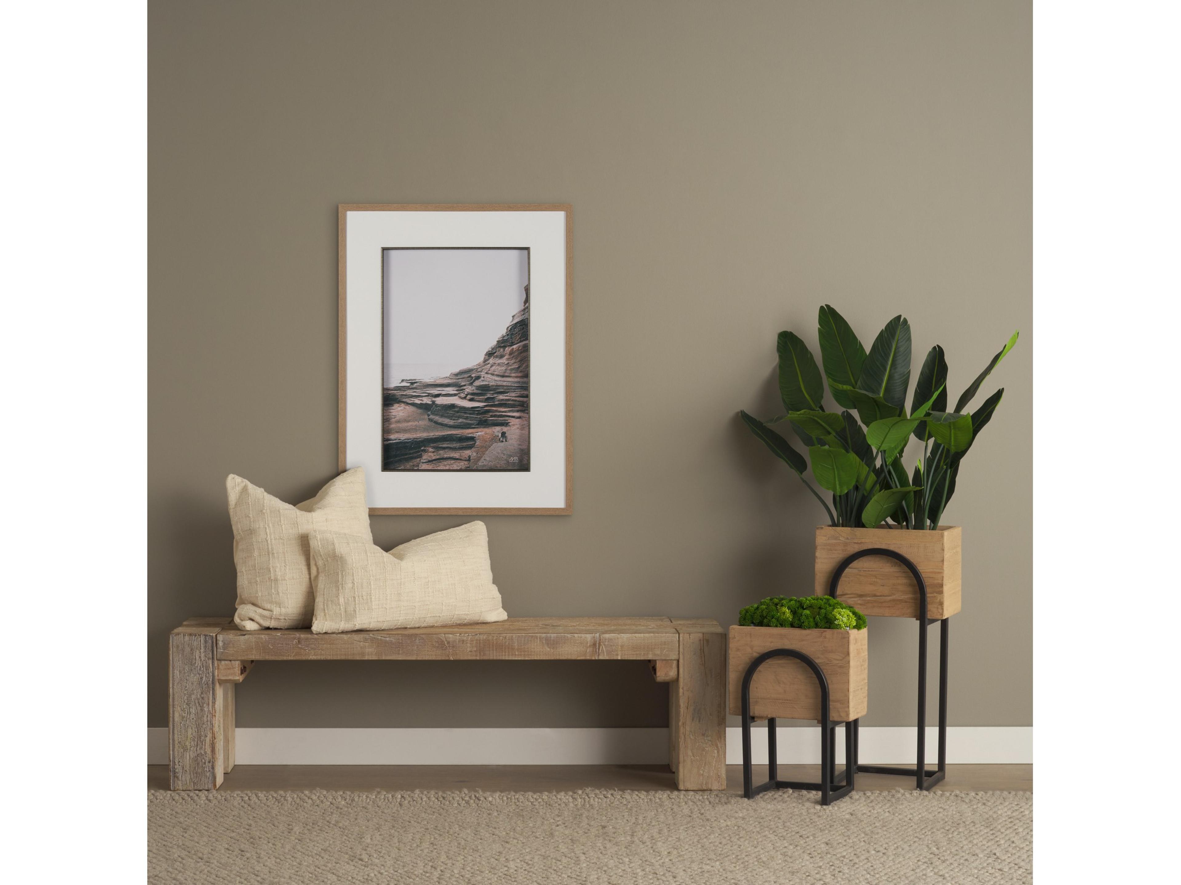 Mercana Jadine Set of 2  Beige Wood w/ Black Metal Arch Frames