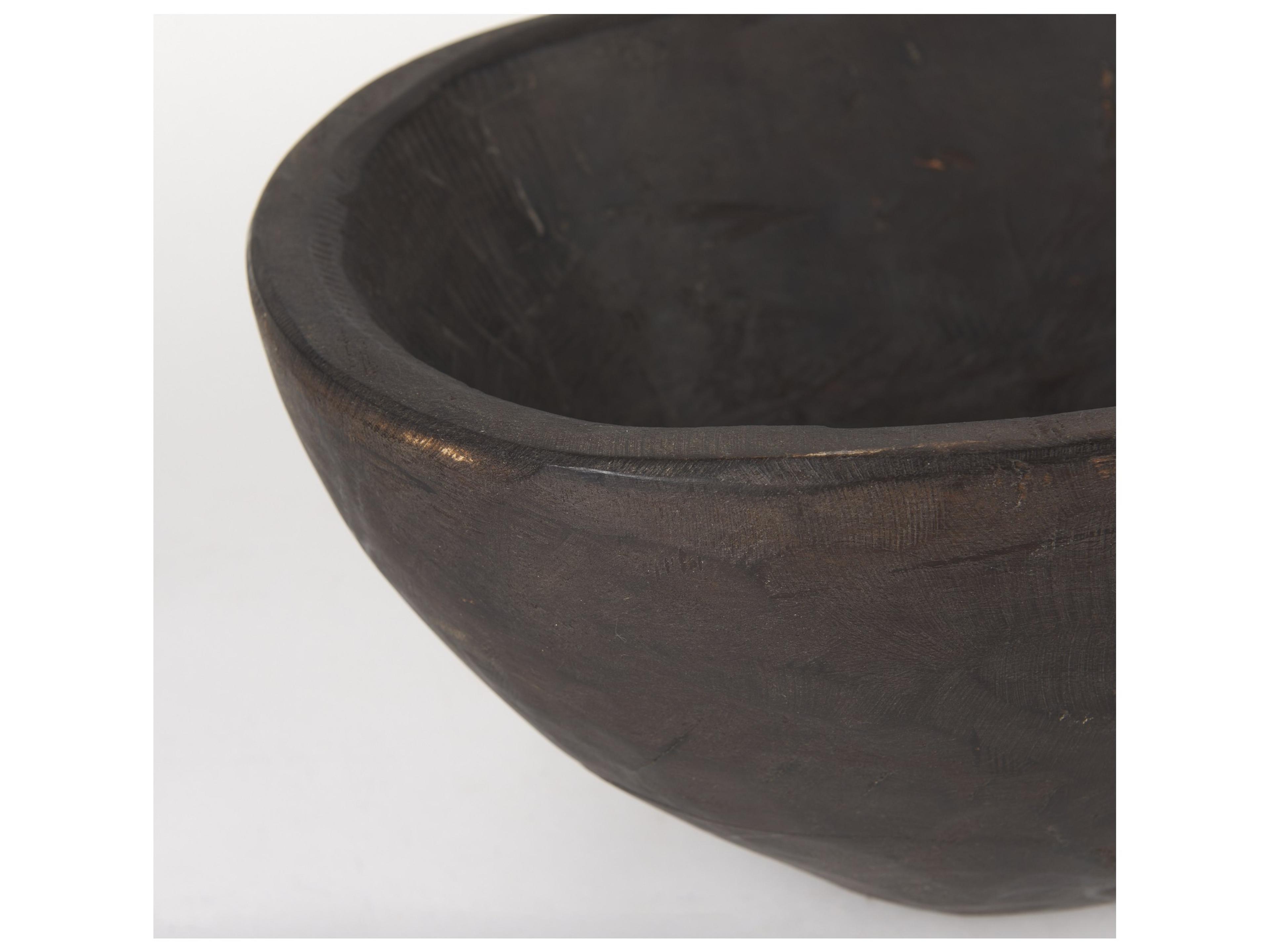 Mercana Athena Extra Large Oblong Black-Brown Reclaimed Wood Bowl