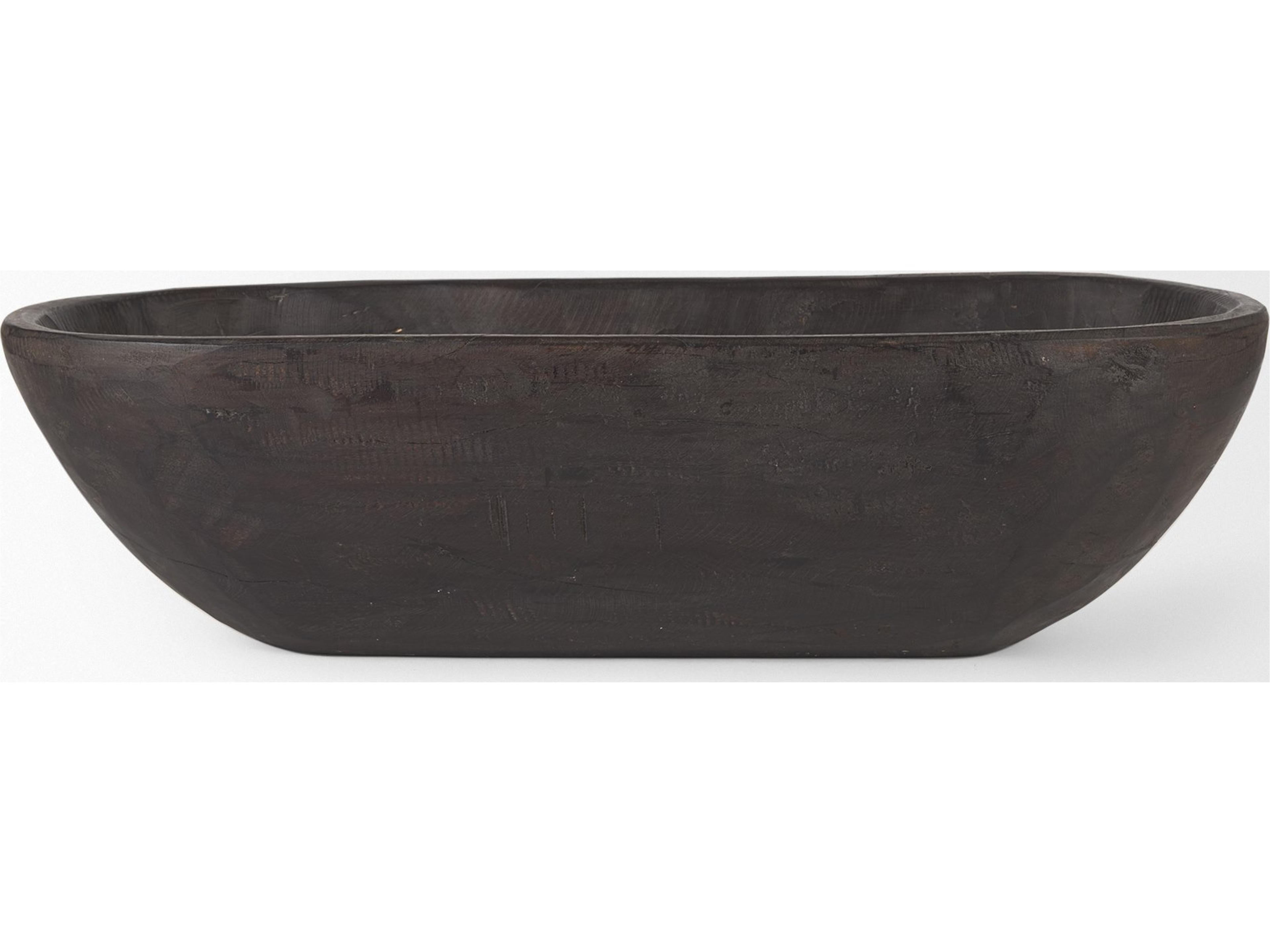 Mercana Athena Extra Large Oblong Black-Brown Reclaimed Wood Bowl
