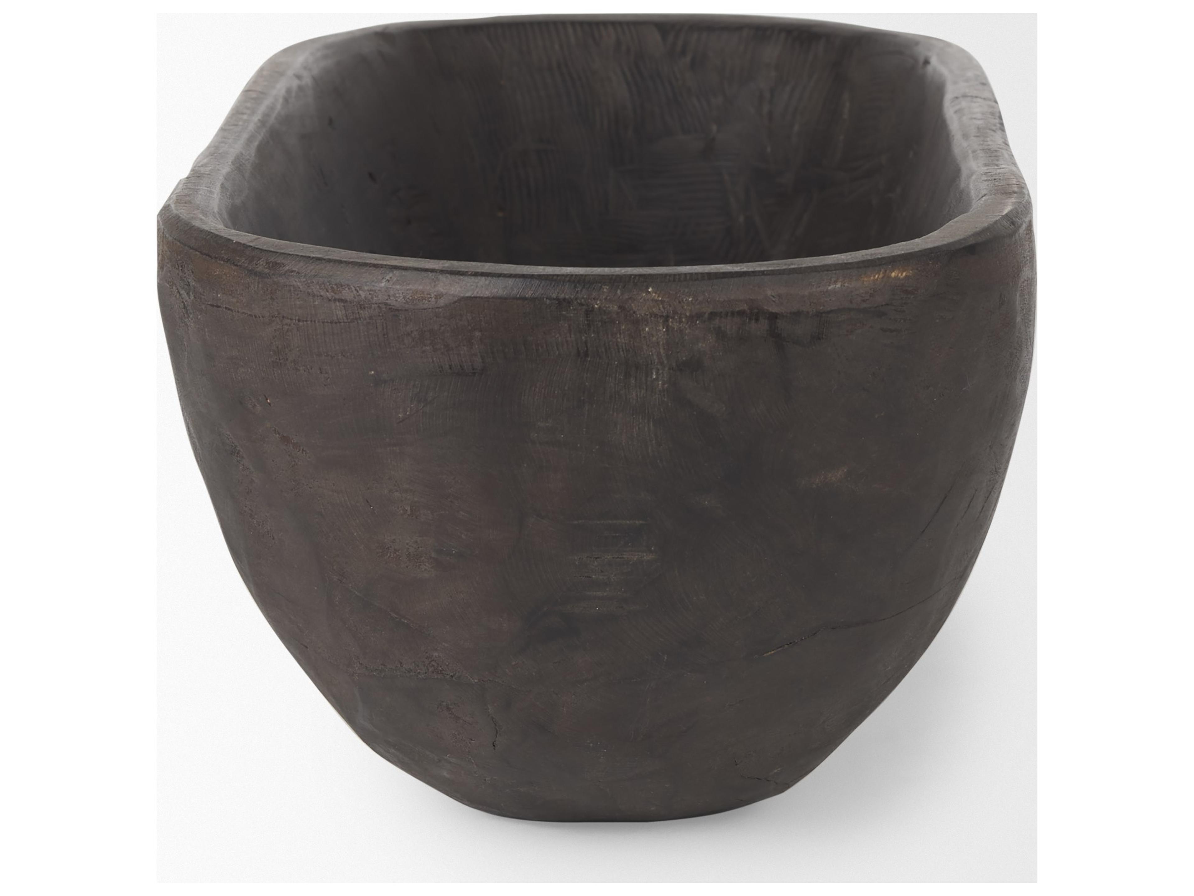 Mercana Athena Extra Large Oblong Black-Brown Reclaimed Wood Bowl