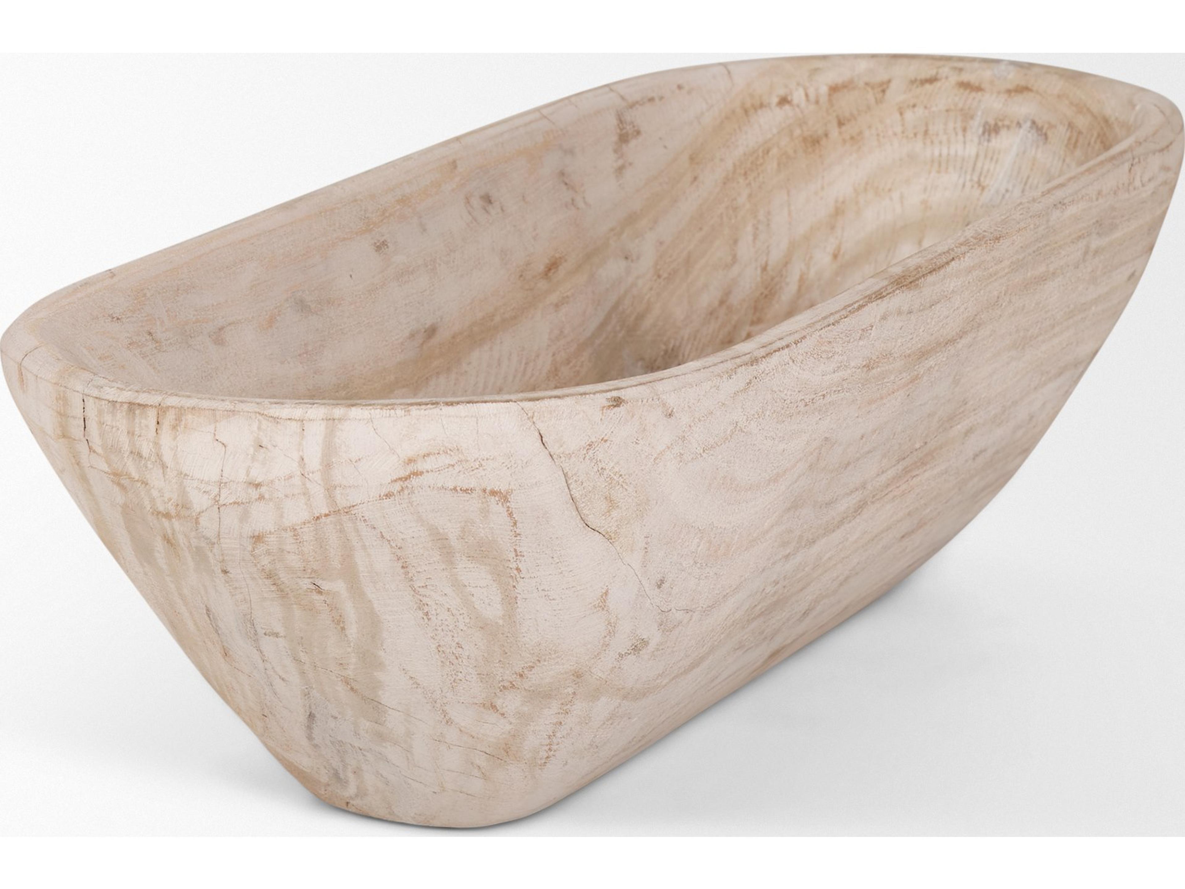 Mercana Athena Extra Large Oblong Light-Wash Reclaimed Wood Bowl