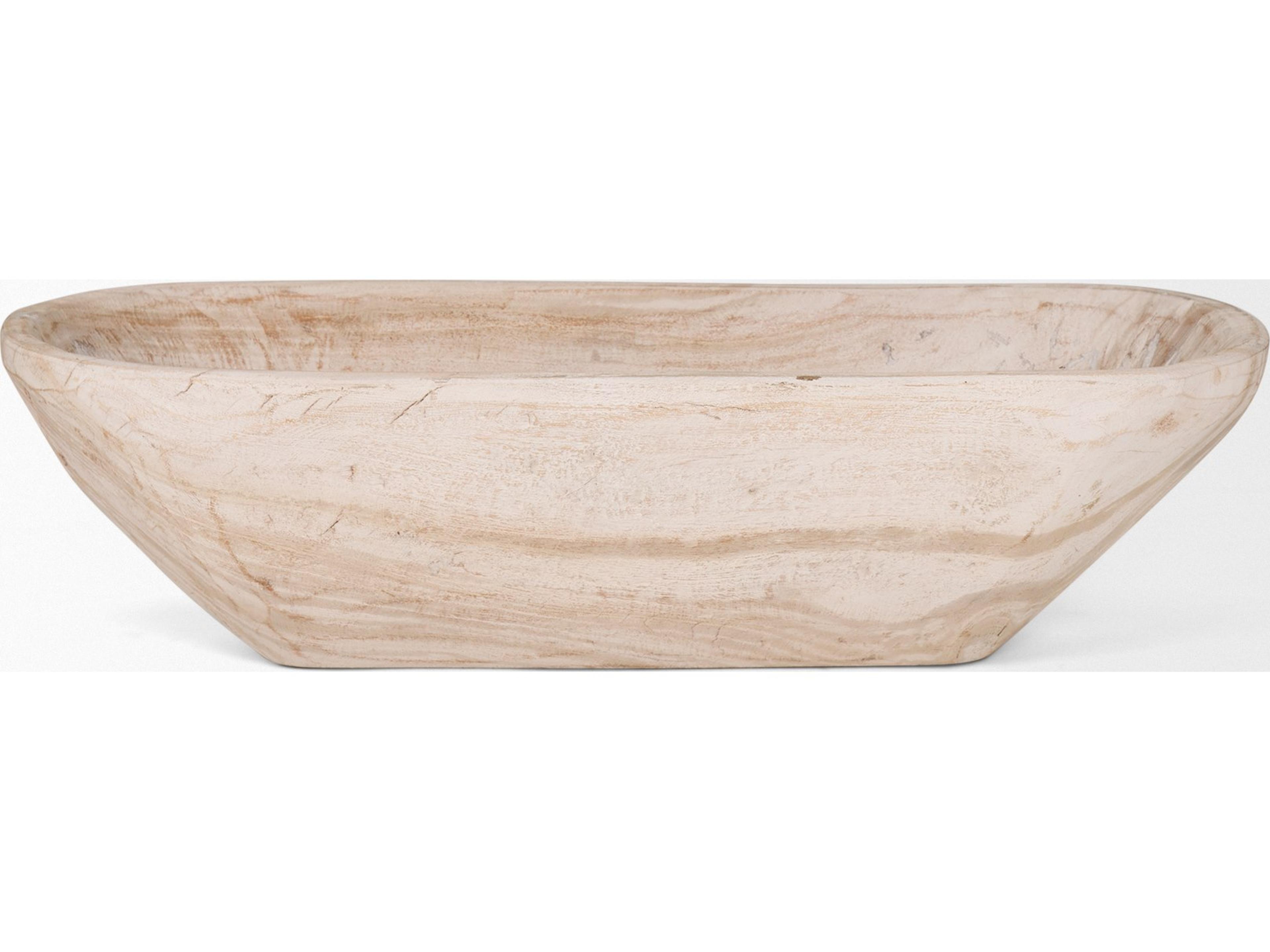 Mercana Athena Extra Large Oblong Light-Wash Reclaimed Wood Bowl
