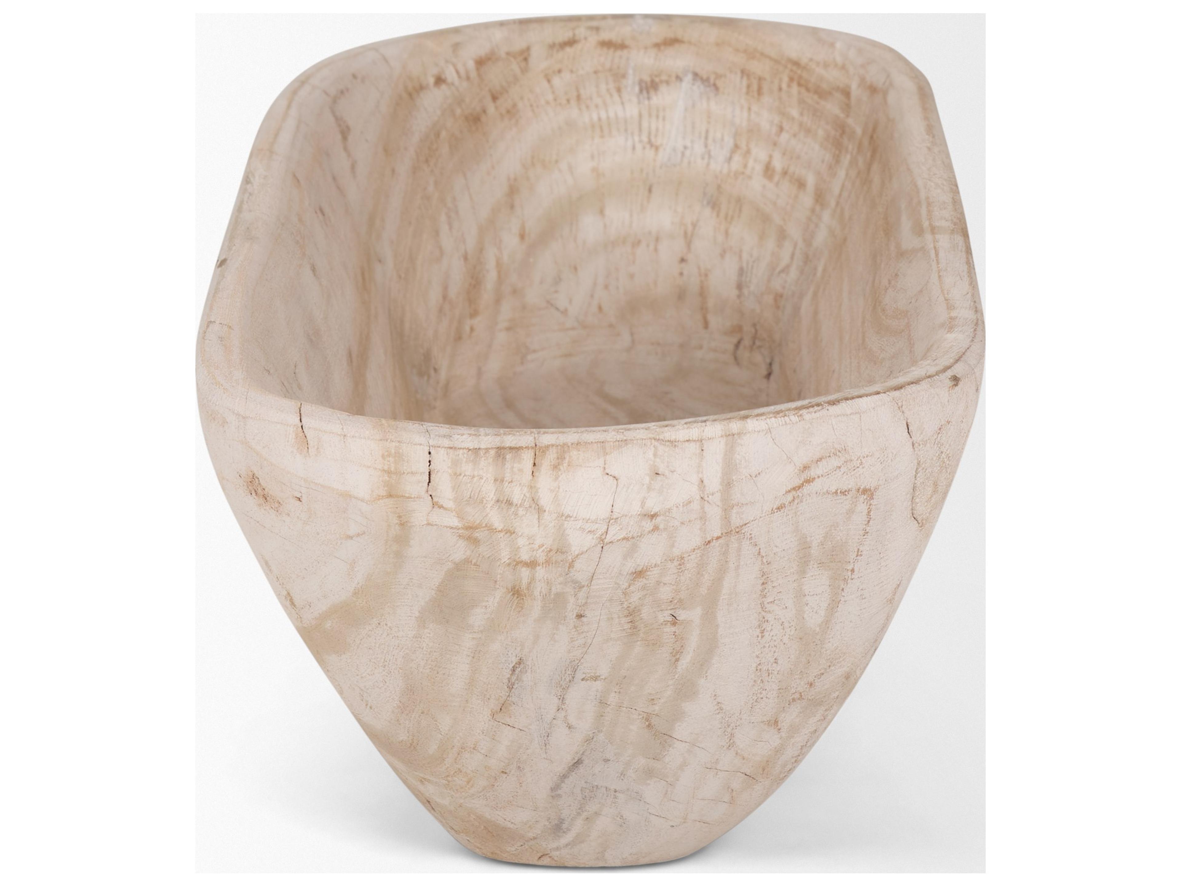 Mercana Athena Extra Large Oblong Light-Wash Reclaimed Wood Bowl