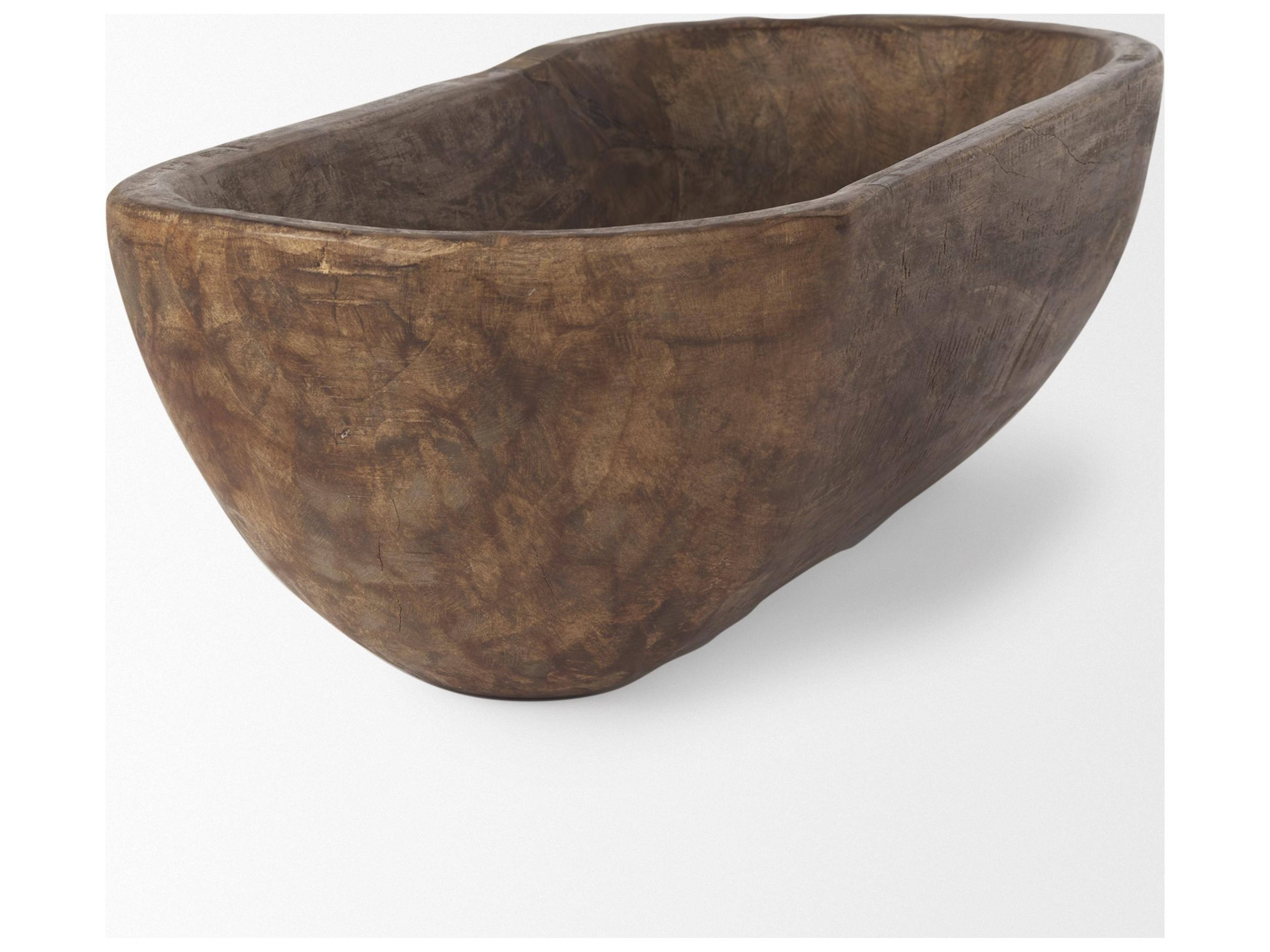 Mercana Athena Extra Large Oblong Medium Brown Reclaimed Wood Bowl