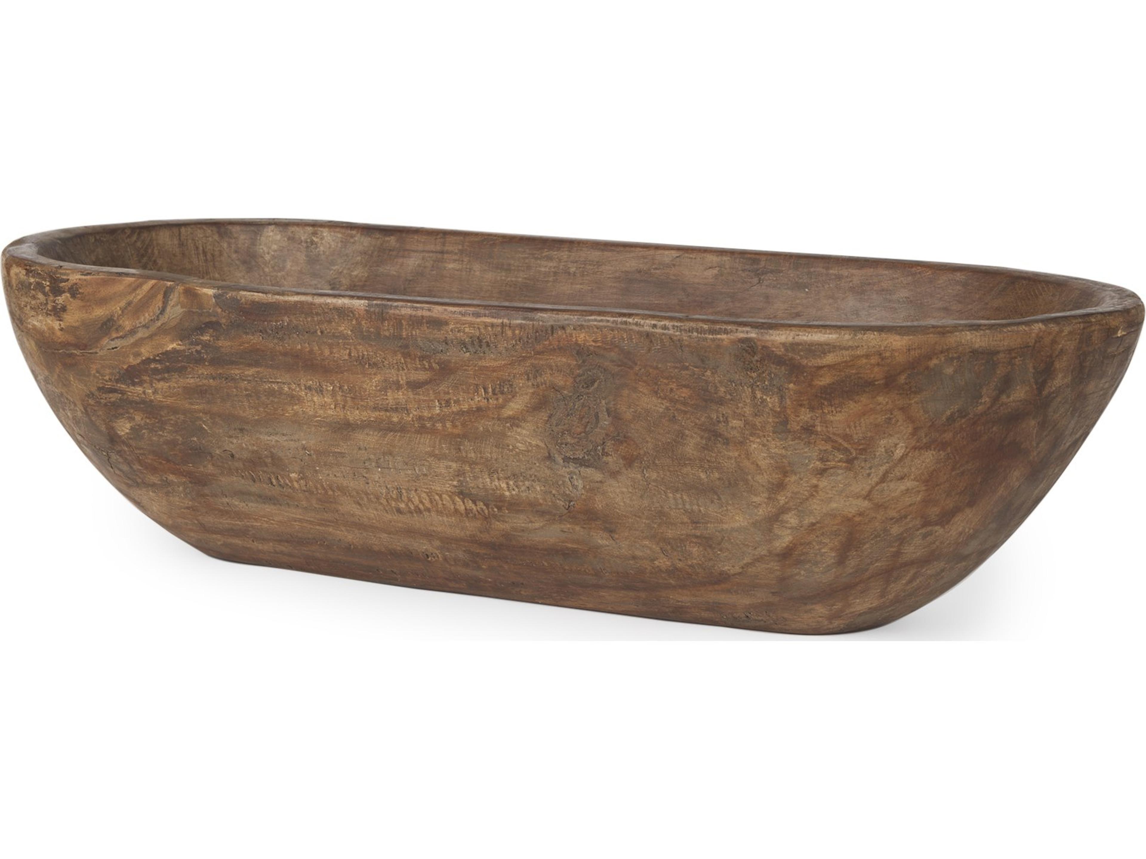 Athena Extra Large Oblong Medium Brown Reclaimed Wood Bowl