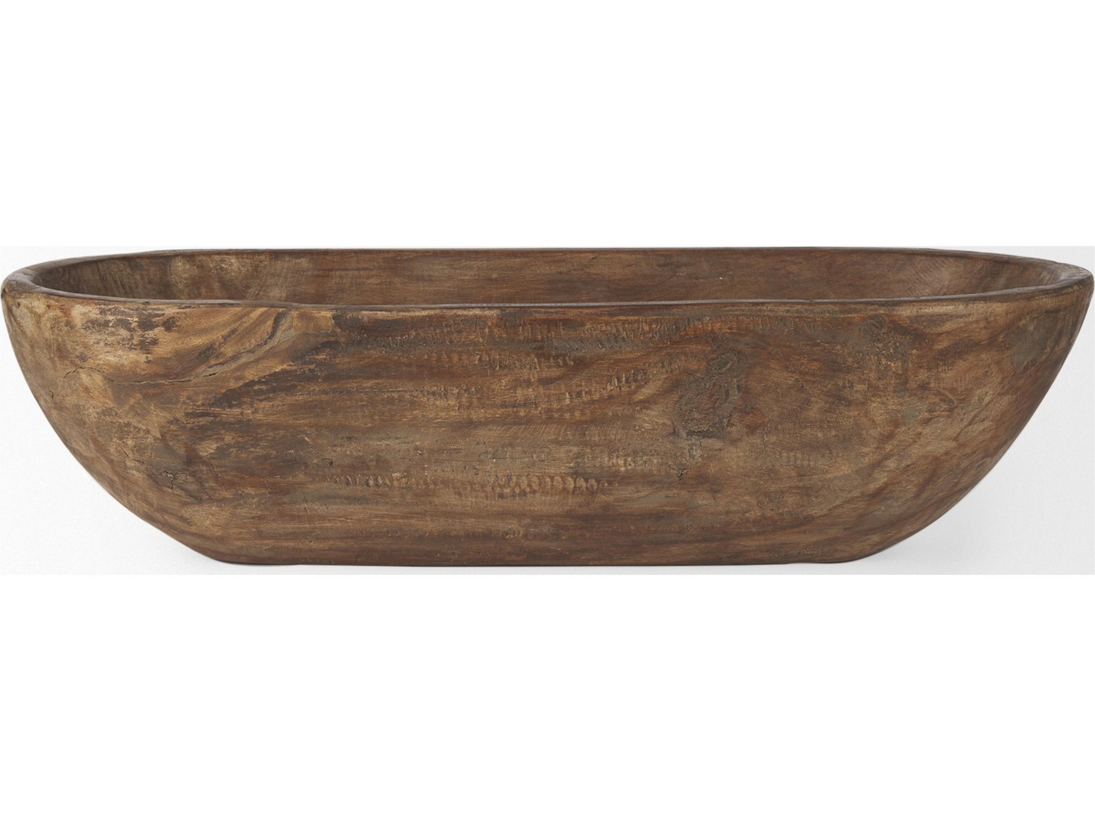Mercana Athena Extra Large Oblong Medium Brown Reclaimed Wood Bowl