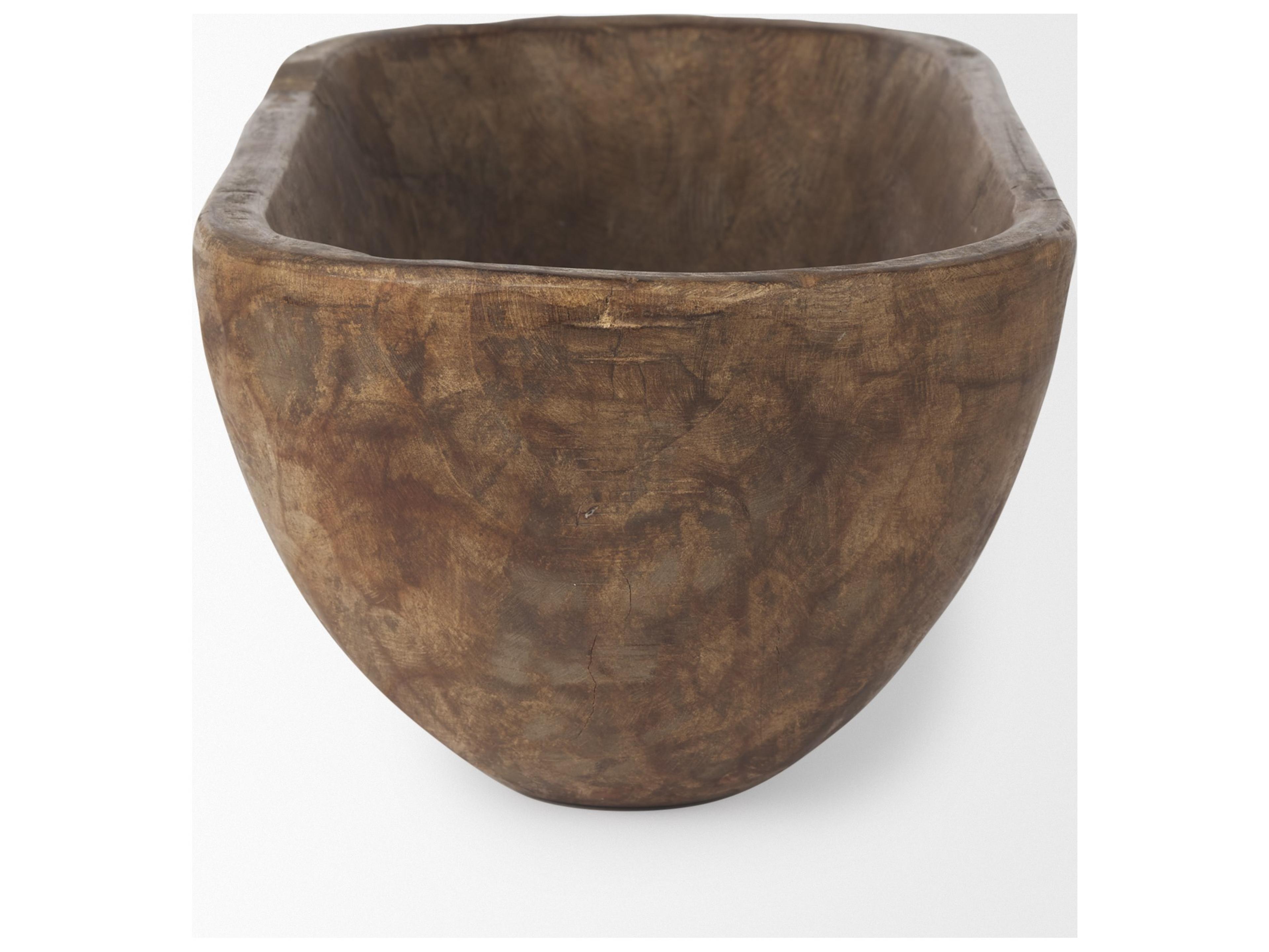 Mercana Athena Extra Large Oblong Medium Brown Reclaimed Wood Bowl