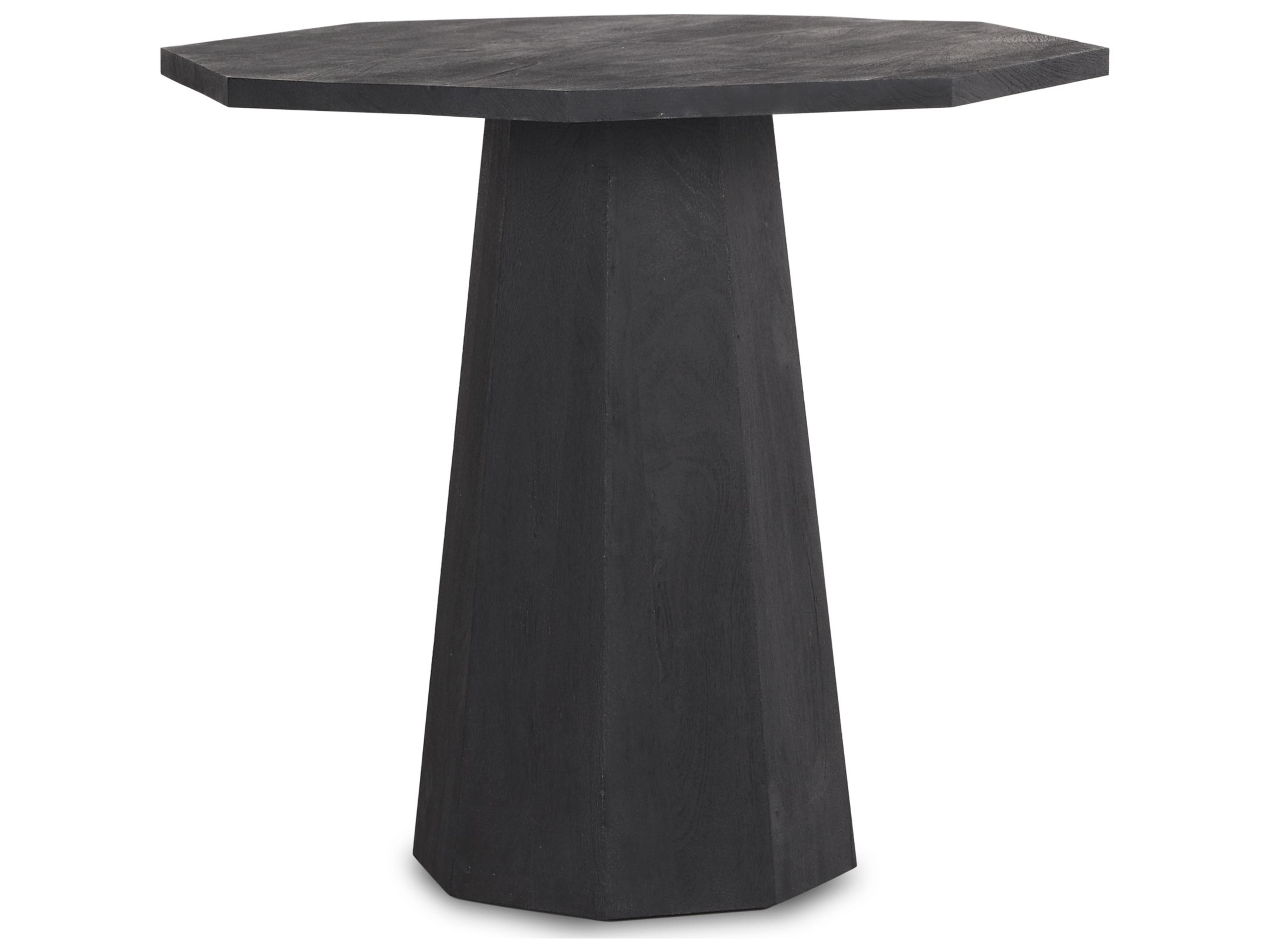 Maxine Hexagonal Black Wood Foyer Table