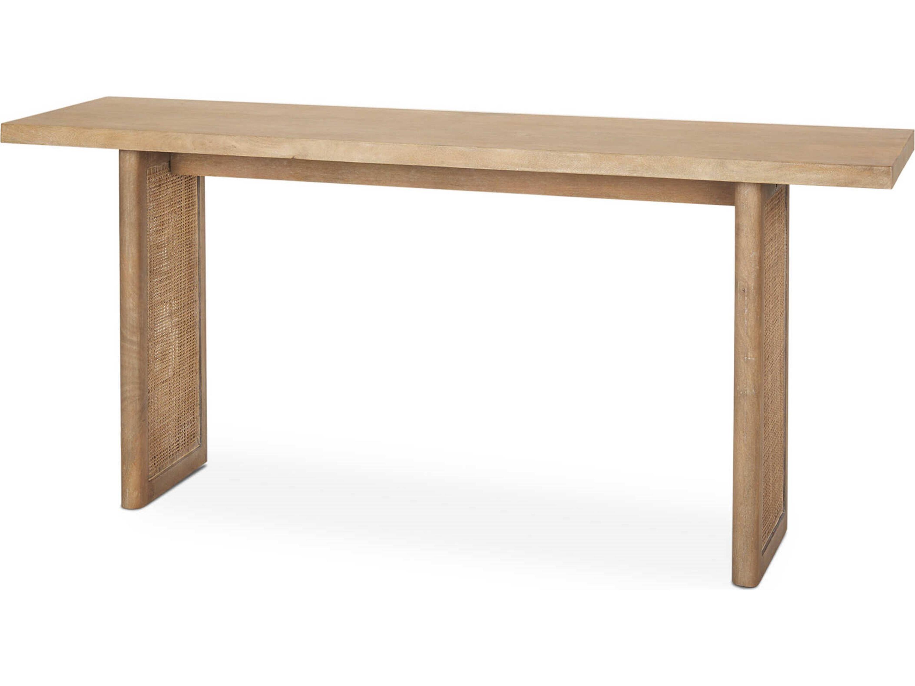 Grier 65" Light Brown Solid Wood w/ Cane Console Table