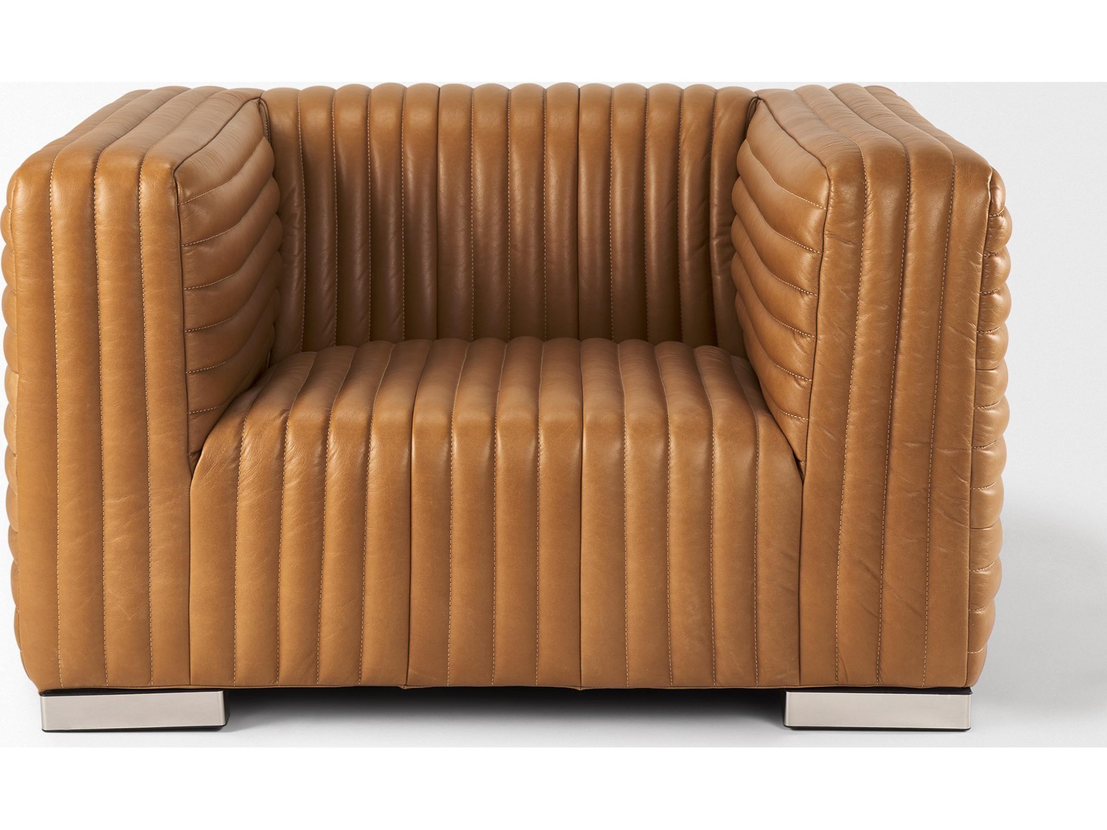 Mercana Ricciardo Cognac Leather Upholstered Arm Chair