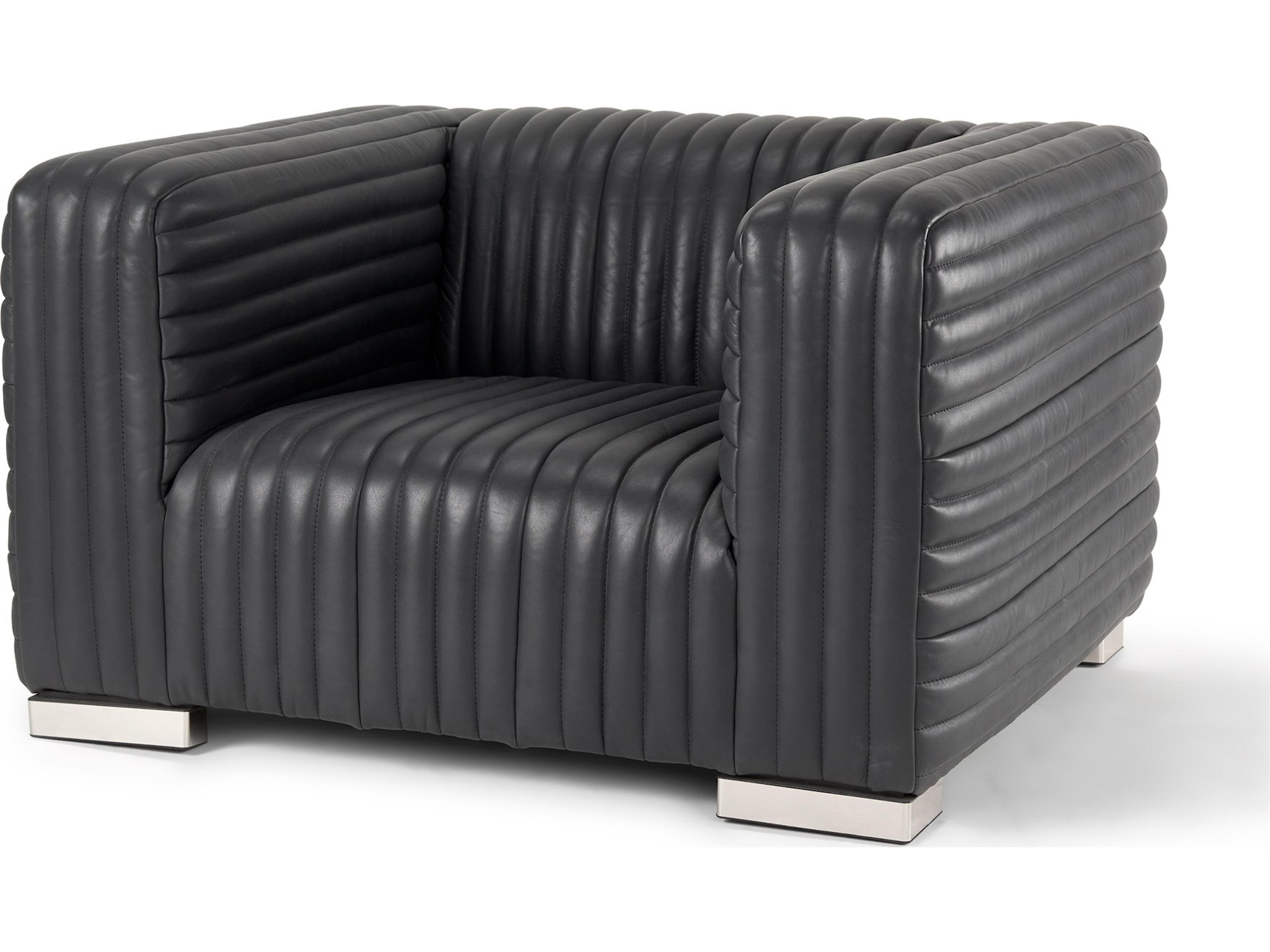 Ricciardo Black Leather Upholstered Arm Chair