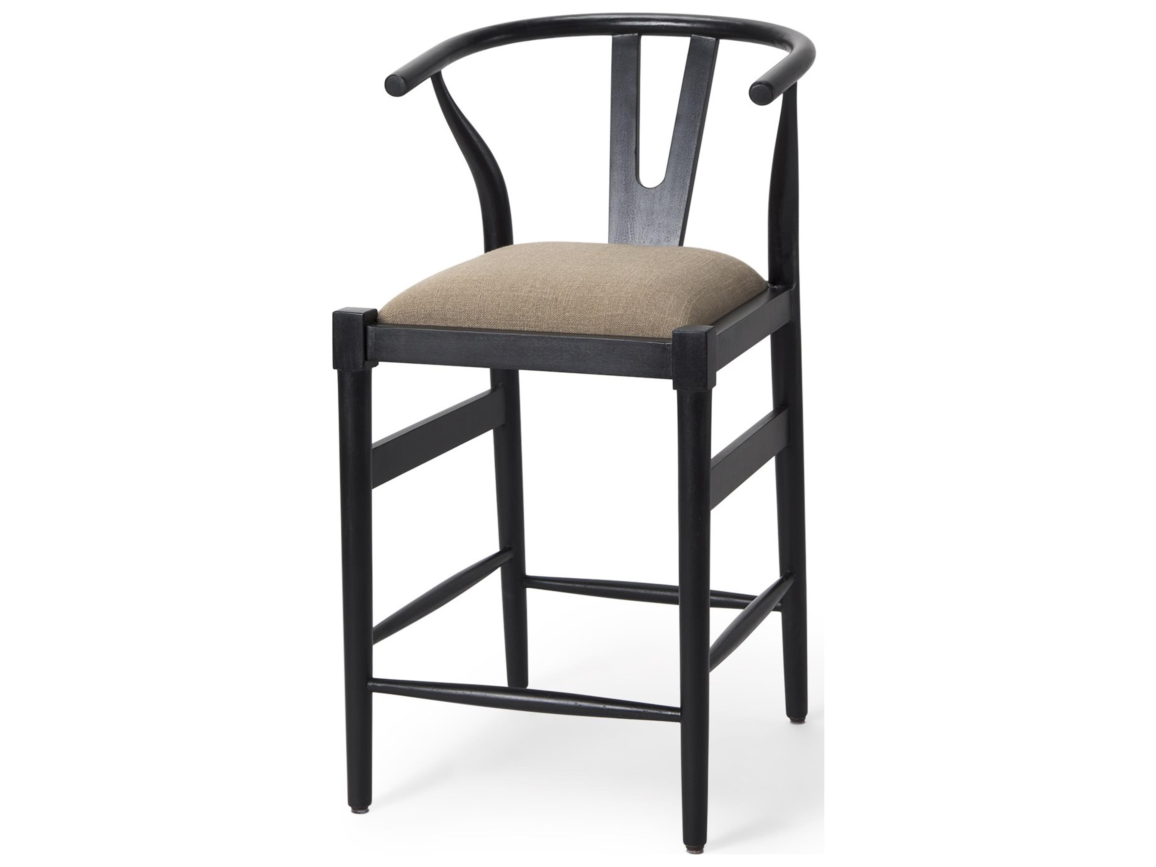 Trixie Black Wood Frame w/ Dark Taupe Fabric Seat Counter Stool