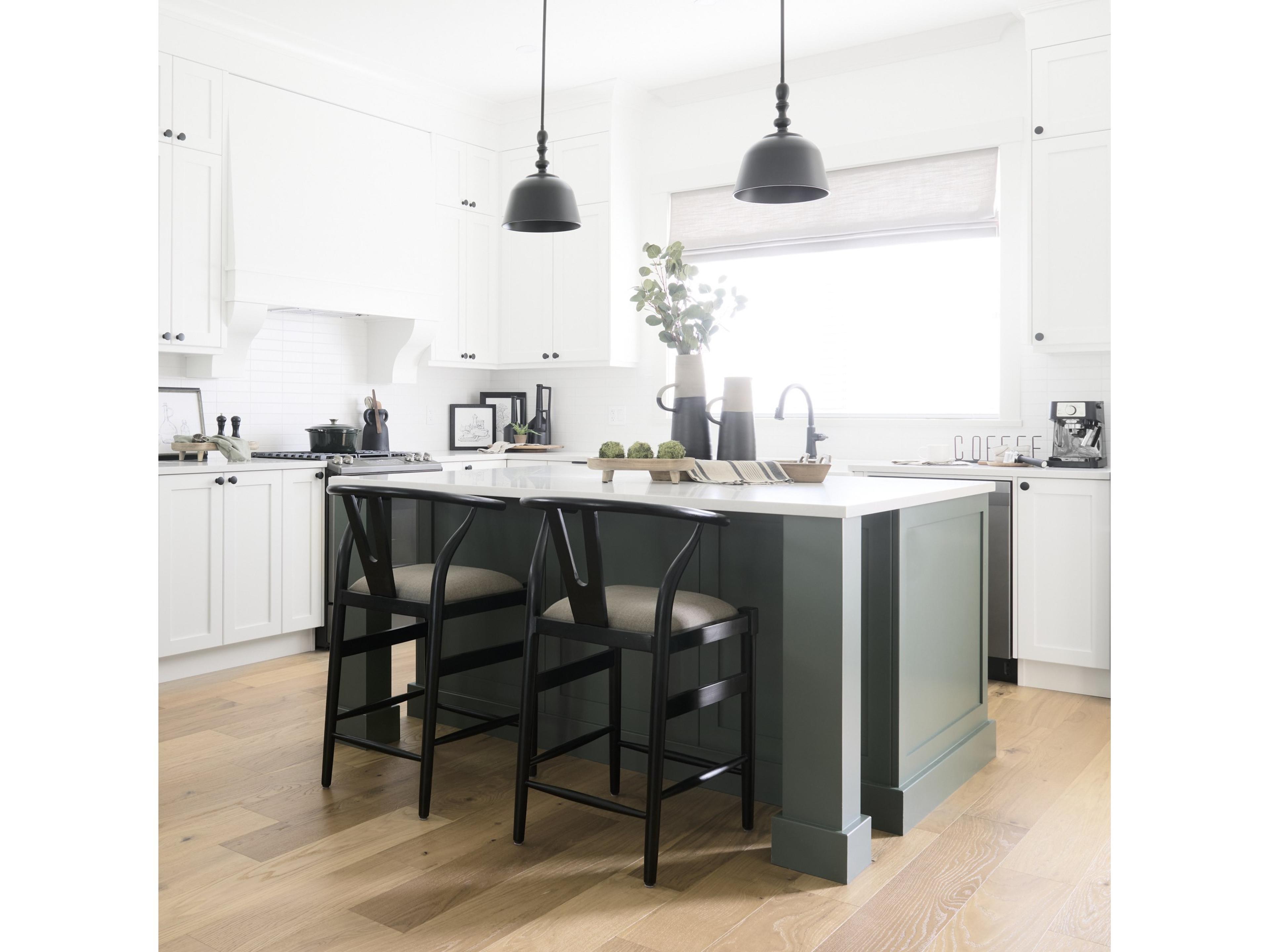 Mercana Trixie Black Wood Frame w/ Dark Taupe Fabric Seat Counter Stool