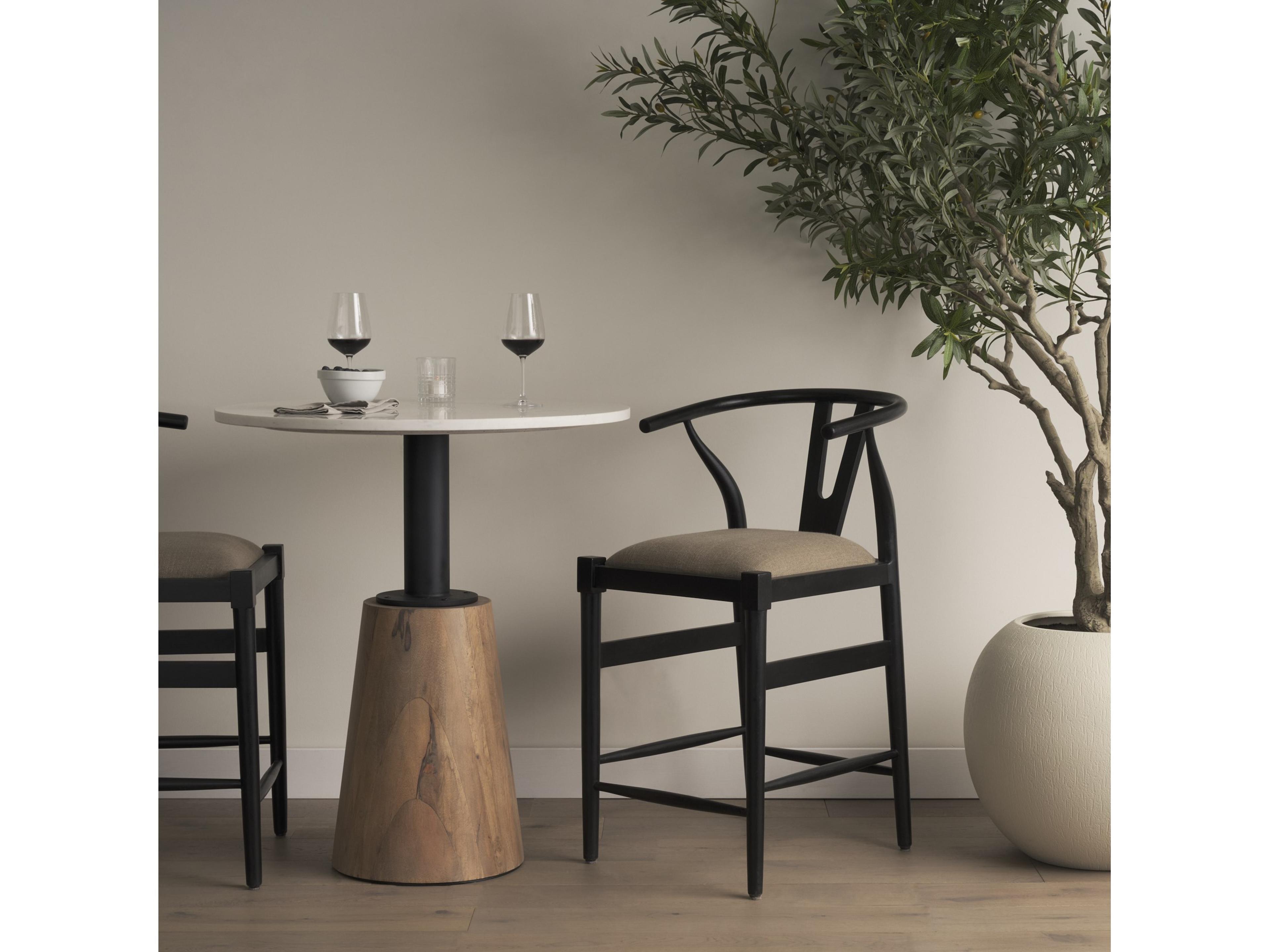 Mercana Trixie Black Wood Frame w/ Dark Taupe Fabric Seat Counter Stool