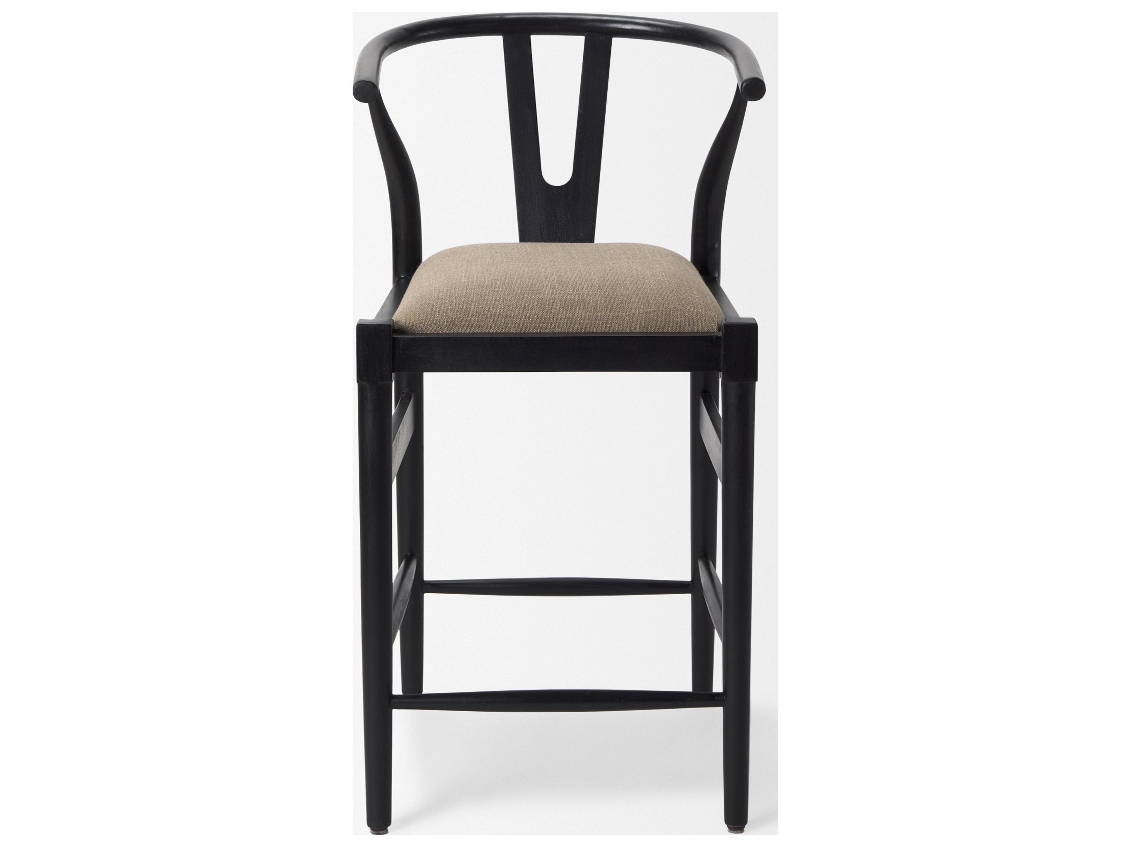Mercana Trixie Black Wood Frame w/ Dark Taupe Fabric Seat Counter Stool