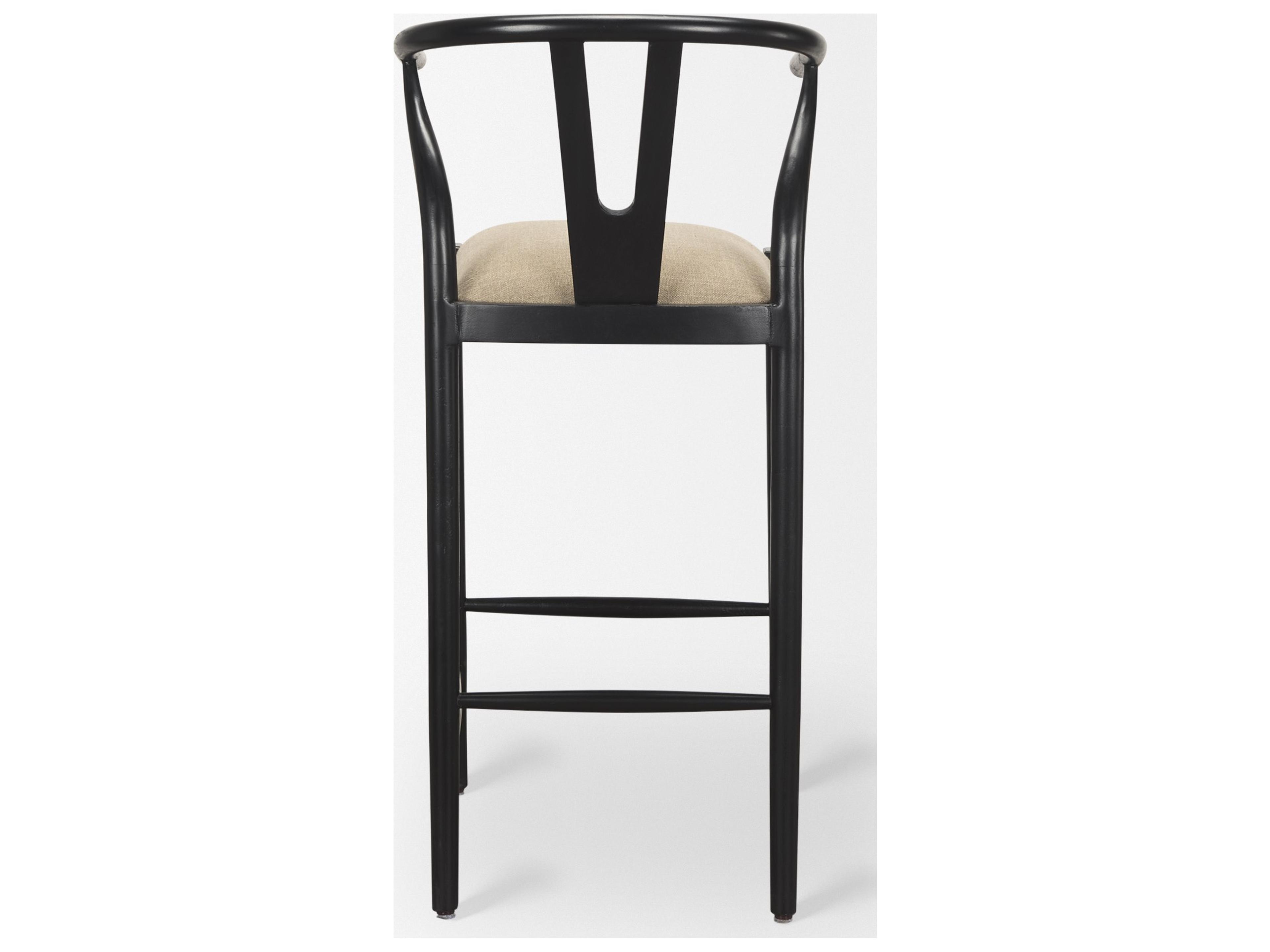 Mercana Trixie Black Wood Frame w/ Dark Taupe Fabric Seat Bar Stool